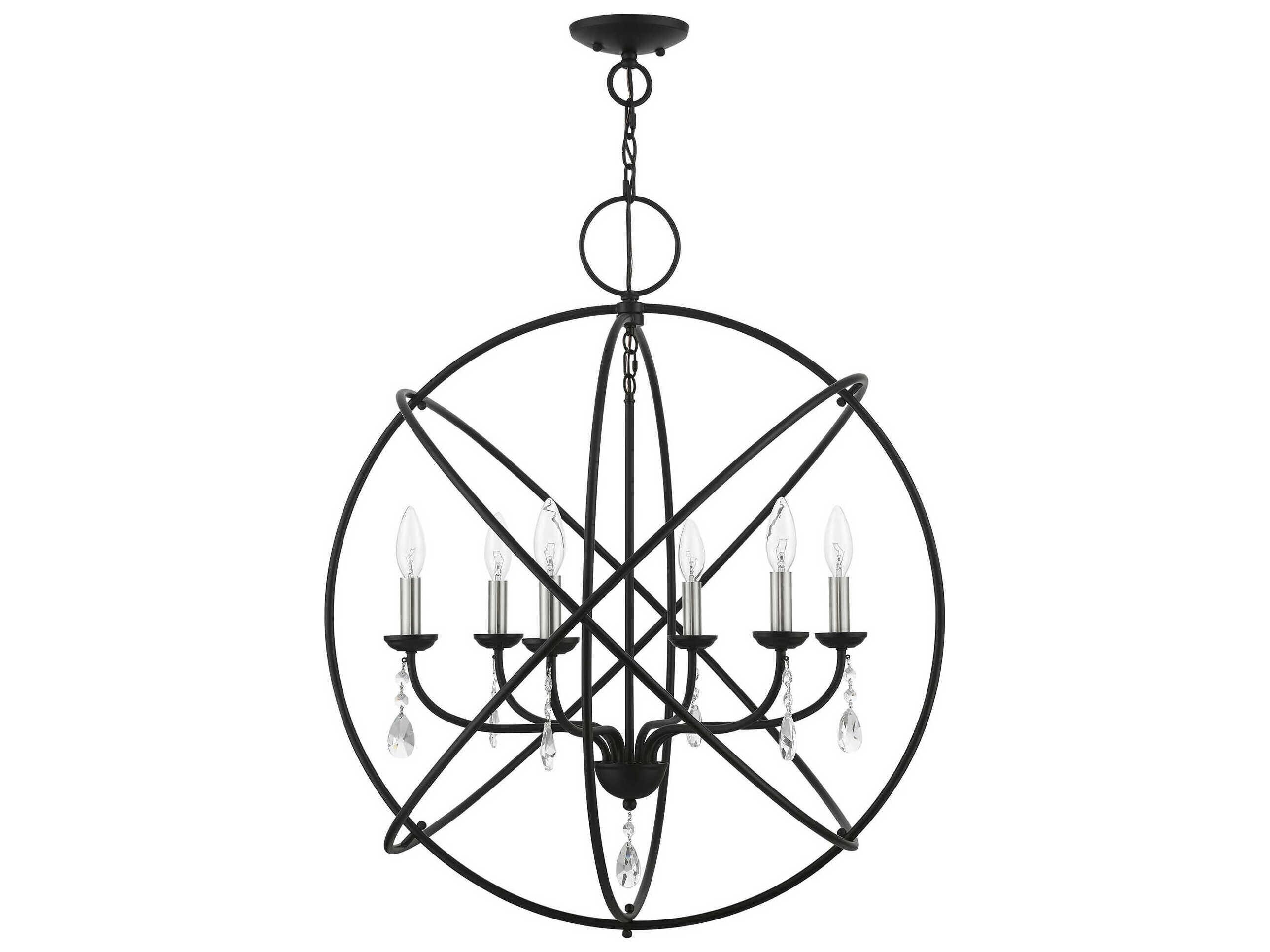 Livex Lighting Aria 6-Light Black Brushed Nickel Crystal Candelabra Chandelier
