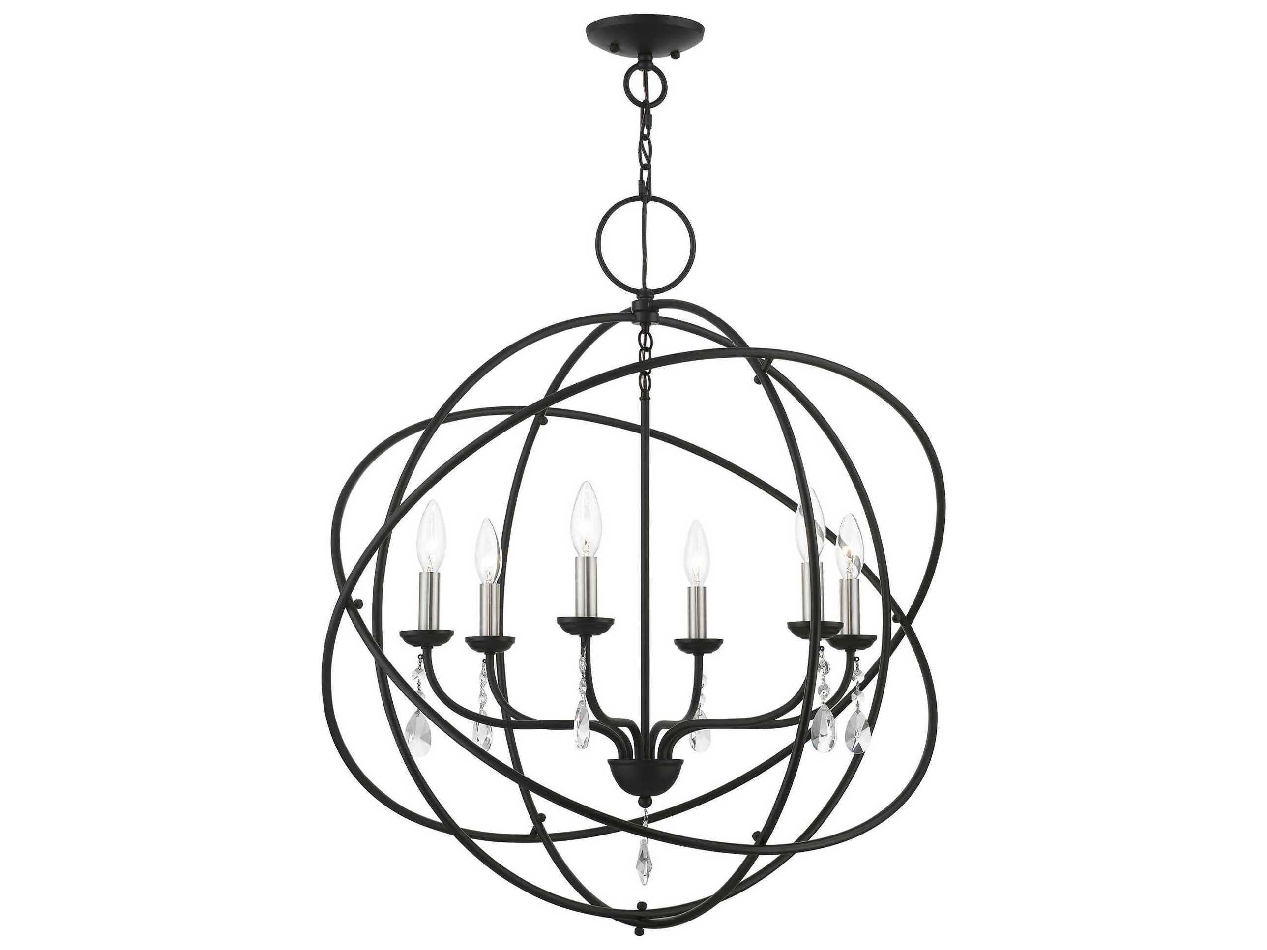 Livex Lighting Aria 6-Light Black Brushed Nickel Crystal Candelabra Chandelier
