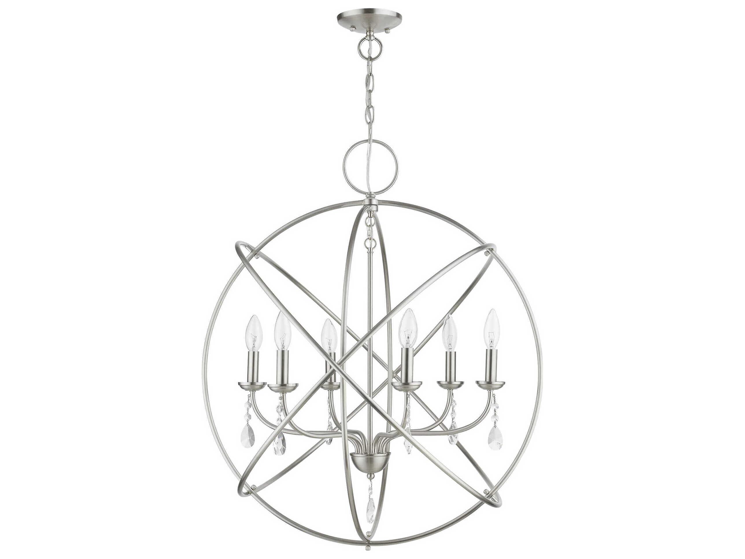 Livex Lighting Aria 6-Light Brushed Nickel Crystal Candelabra Chandelier