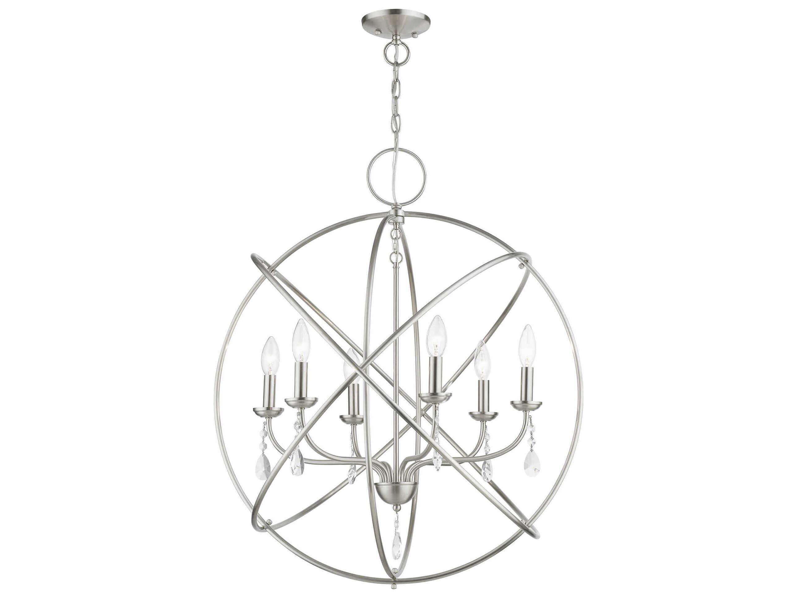 Livex Lighting Aria 6-Light Brushed Nickel Crystal Candelabra Chandelier