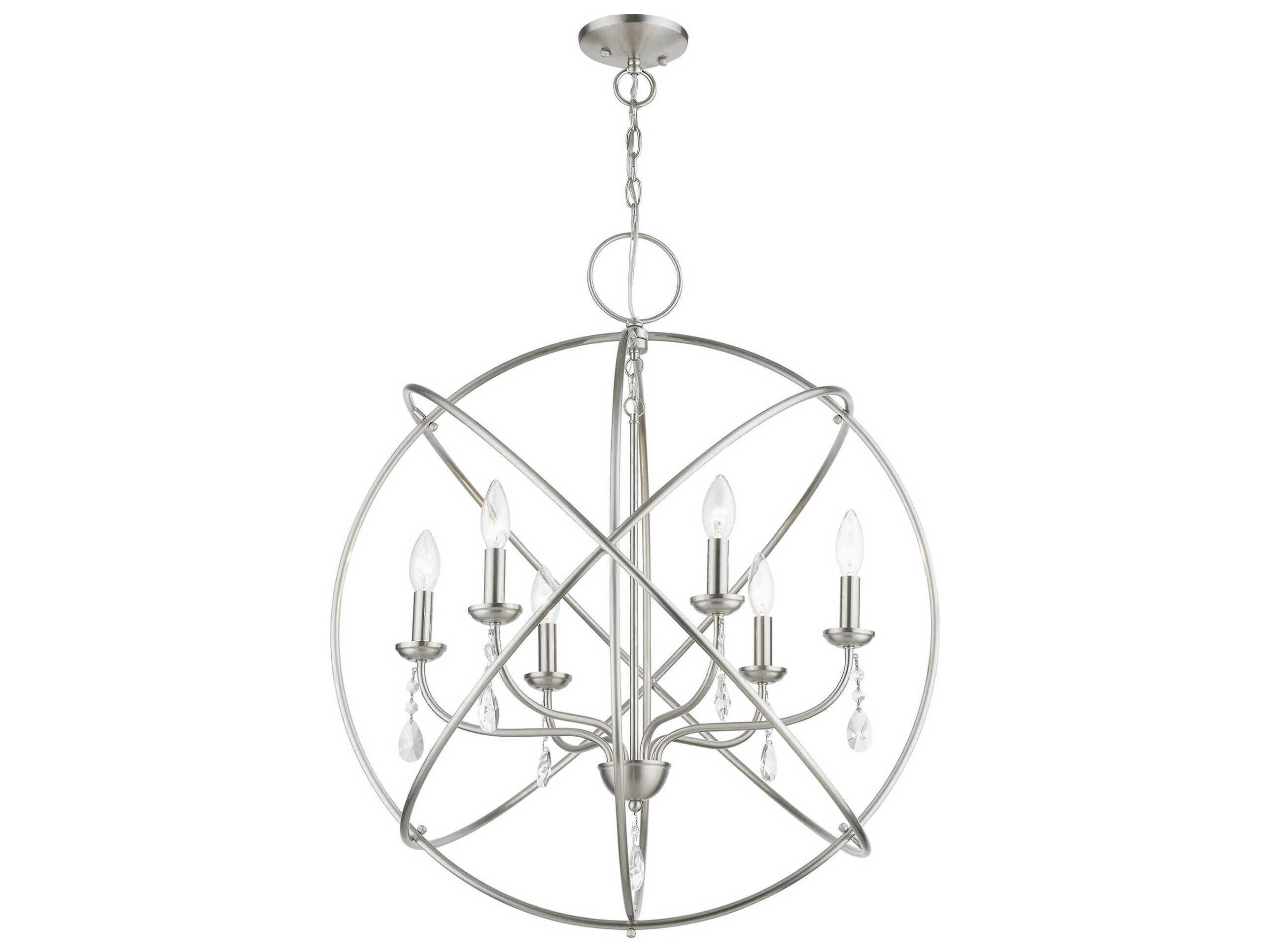 Livex Lighting Aria 6-Light Brushed Nickel Crystal Candelabra Chandelier