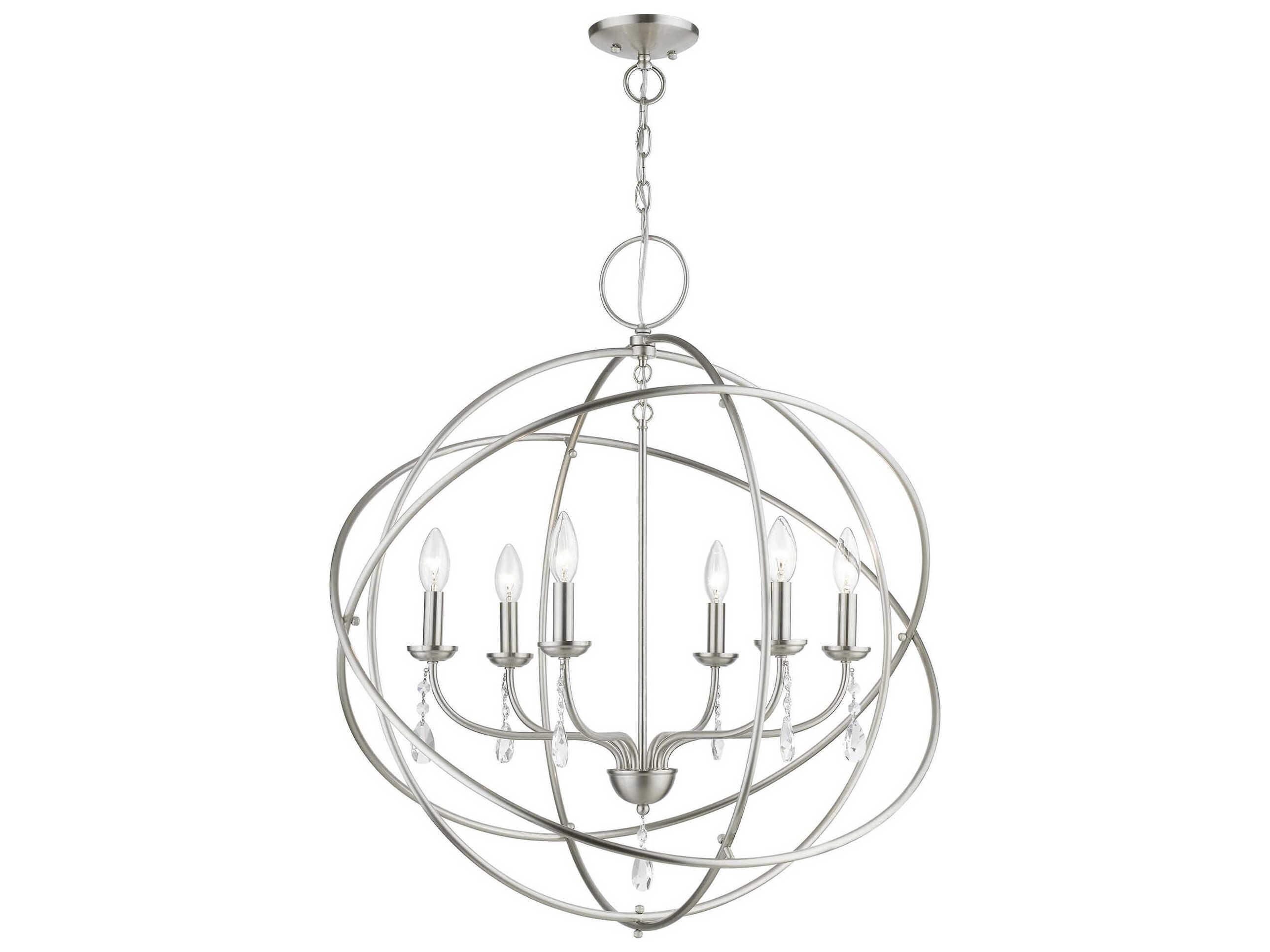Livex Lighting Aria 6-Light Brushed Nickel Crystal Candelabra Chandelier