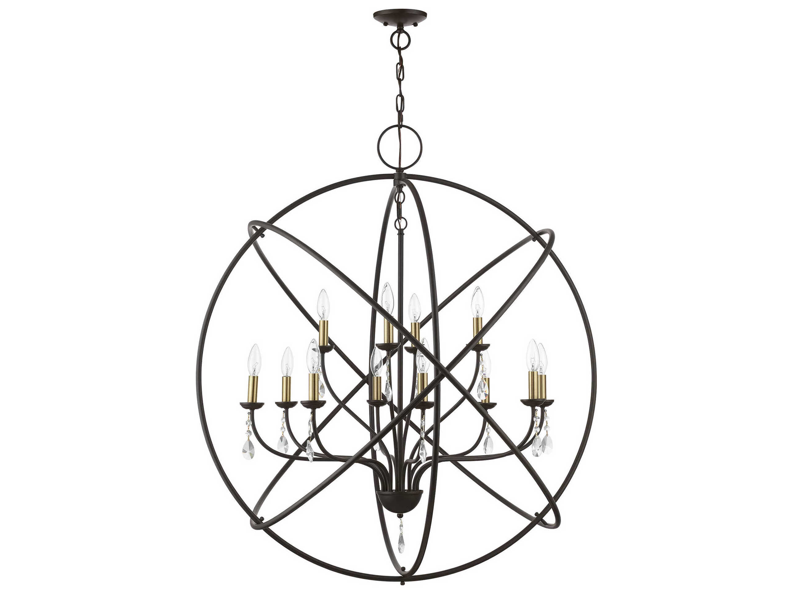 Livex Lighting Aria 12-Light Bronze Antique Brass Crystal Candelabra Chandelier