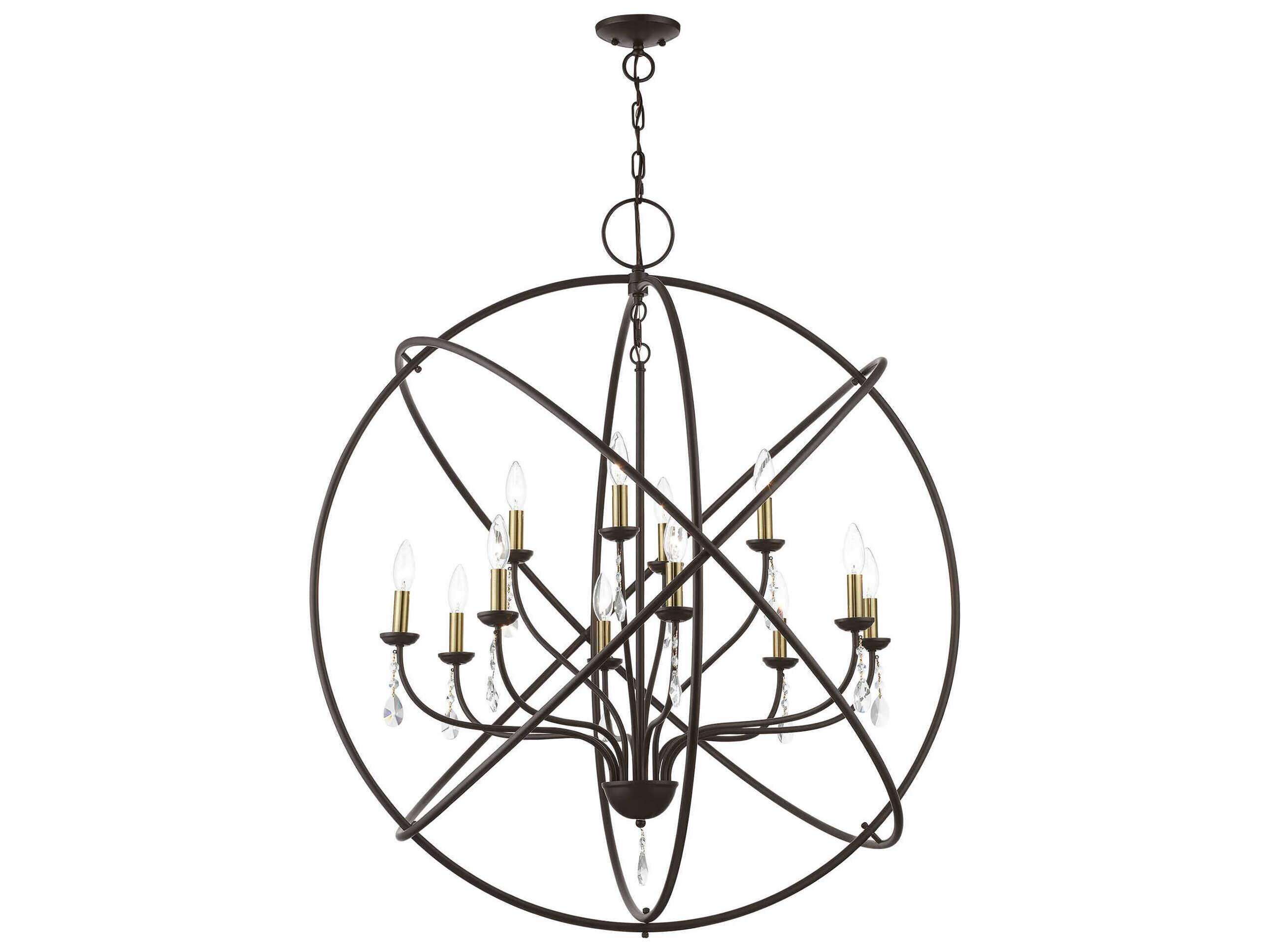 Livex Lighting Aria 12-Light Bronze Antique Brass Crystal Candelabra Chandelier