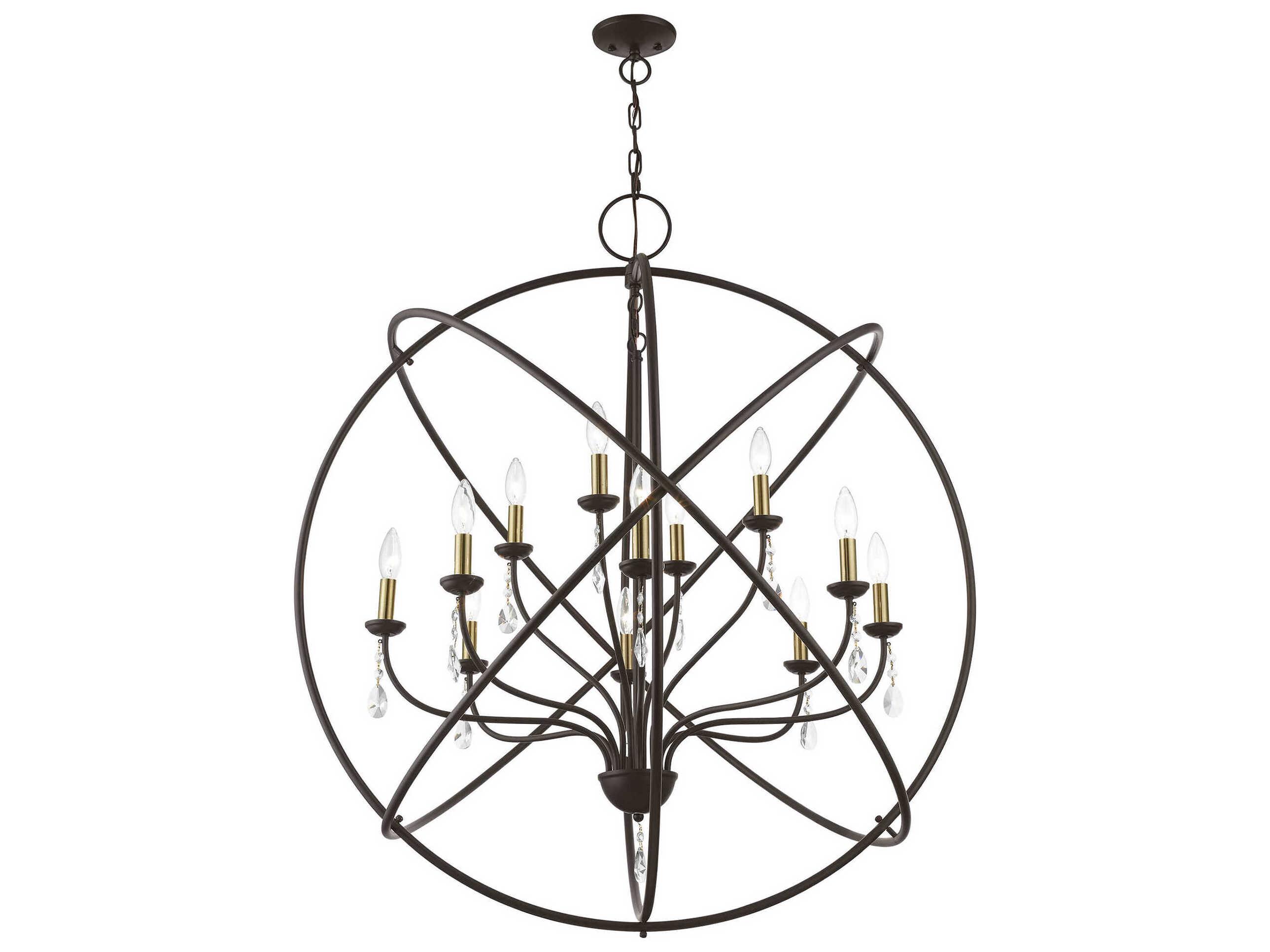 Livex Lighting Aria 12-Light Bronze Antique Brass Crystal Candelabra Chandelier