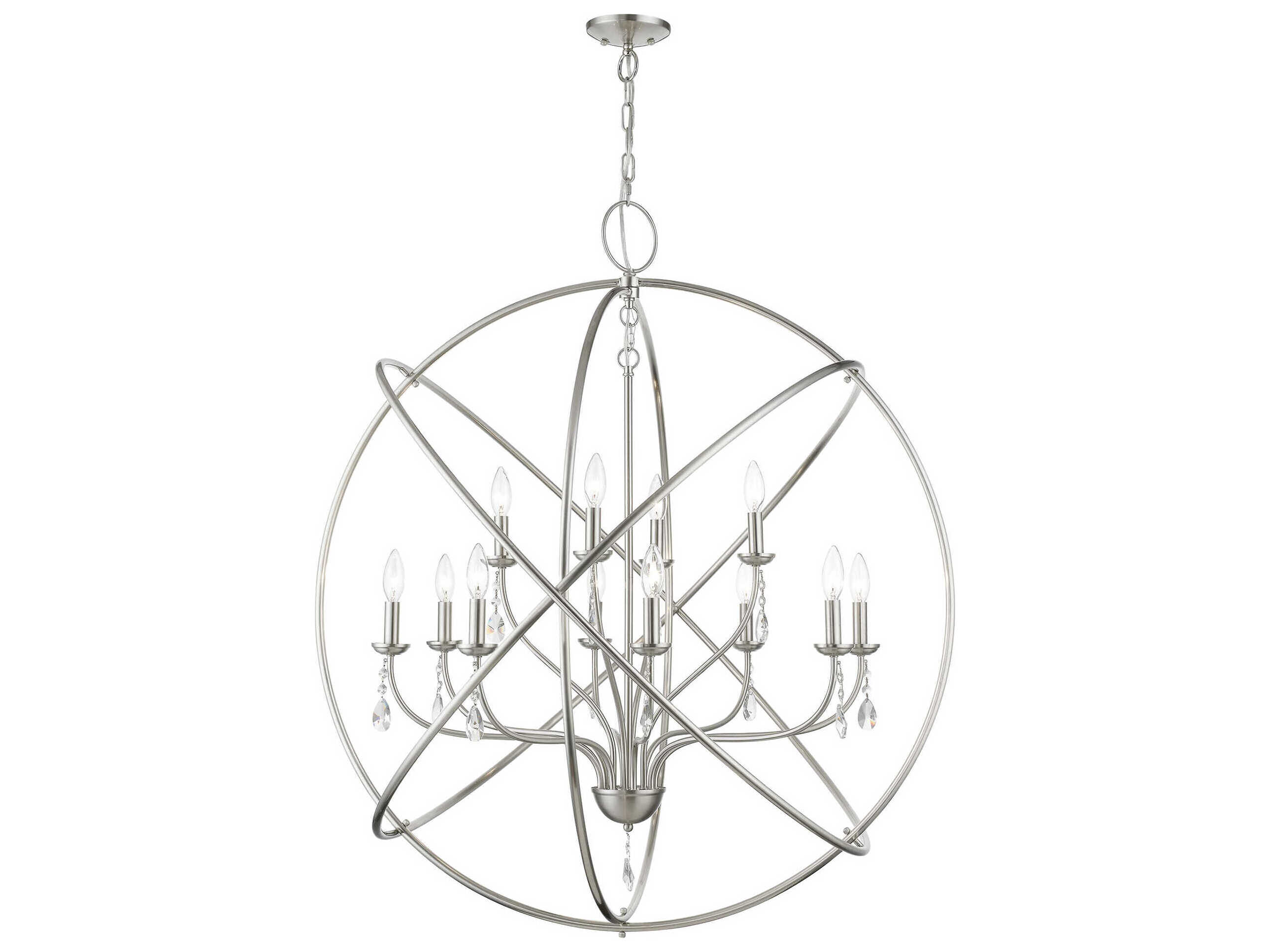 Livex Lighting Aria 12-Light Brushed Nickel Crystal Candelabra Chandelier