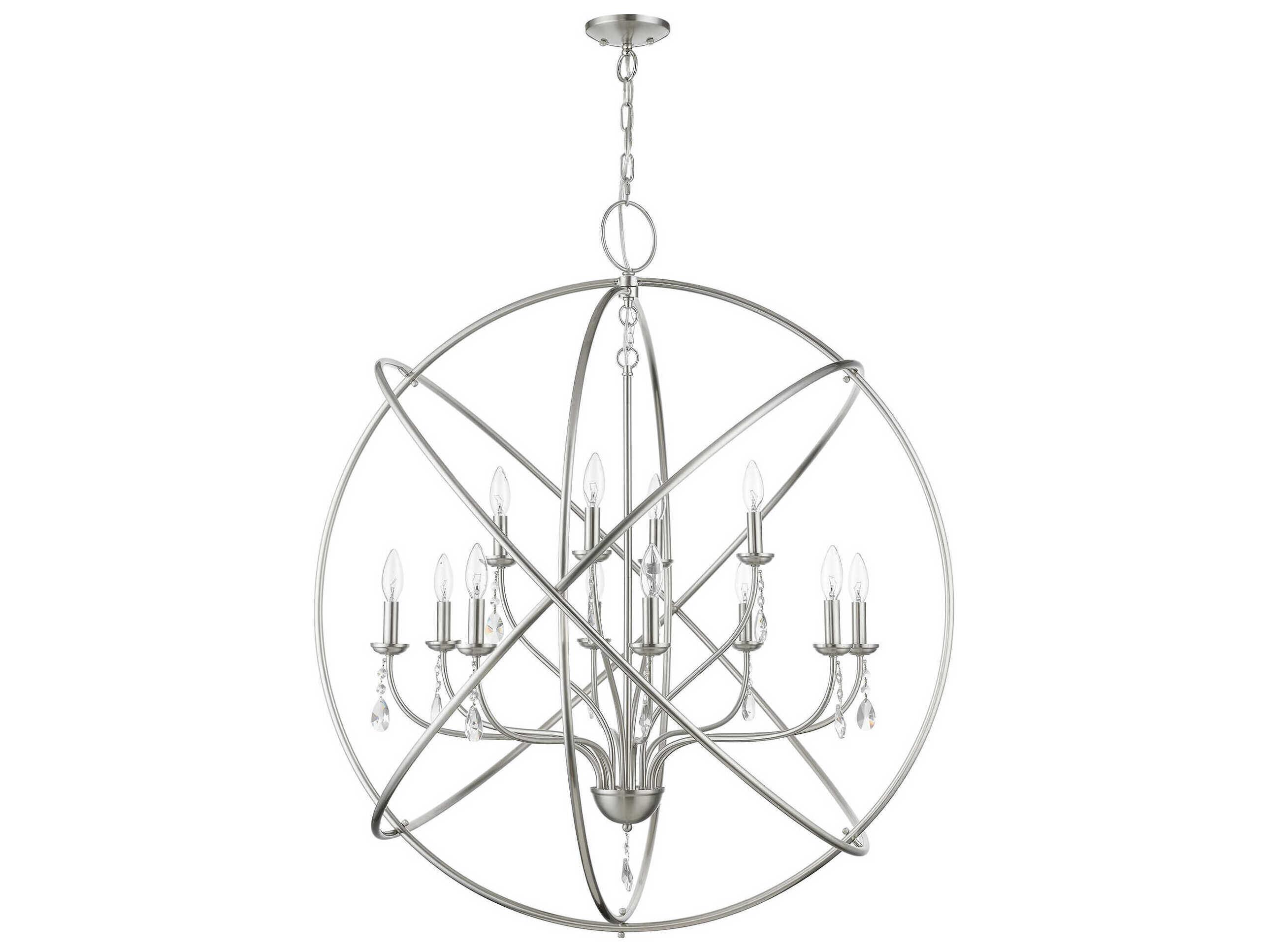 Livex Lighting Aria 12-Light Brushed Nickel Crystal Candelabra Chandelier