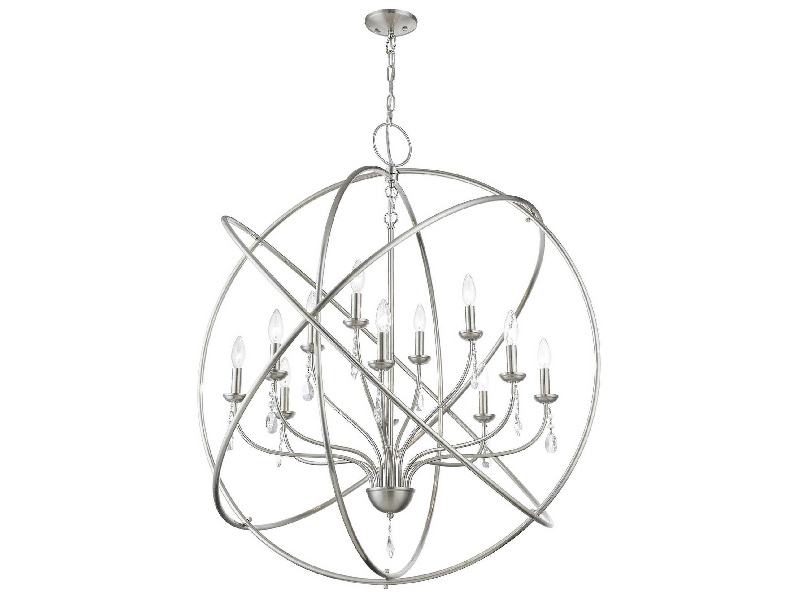 Livex Lighting Aria 12-Light Brushed Nickel Crystal Candelabra Chandelier