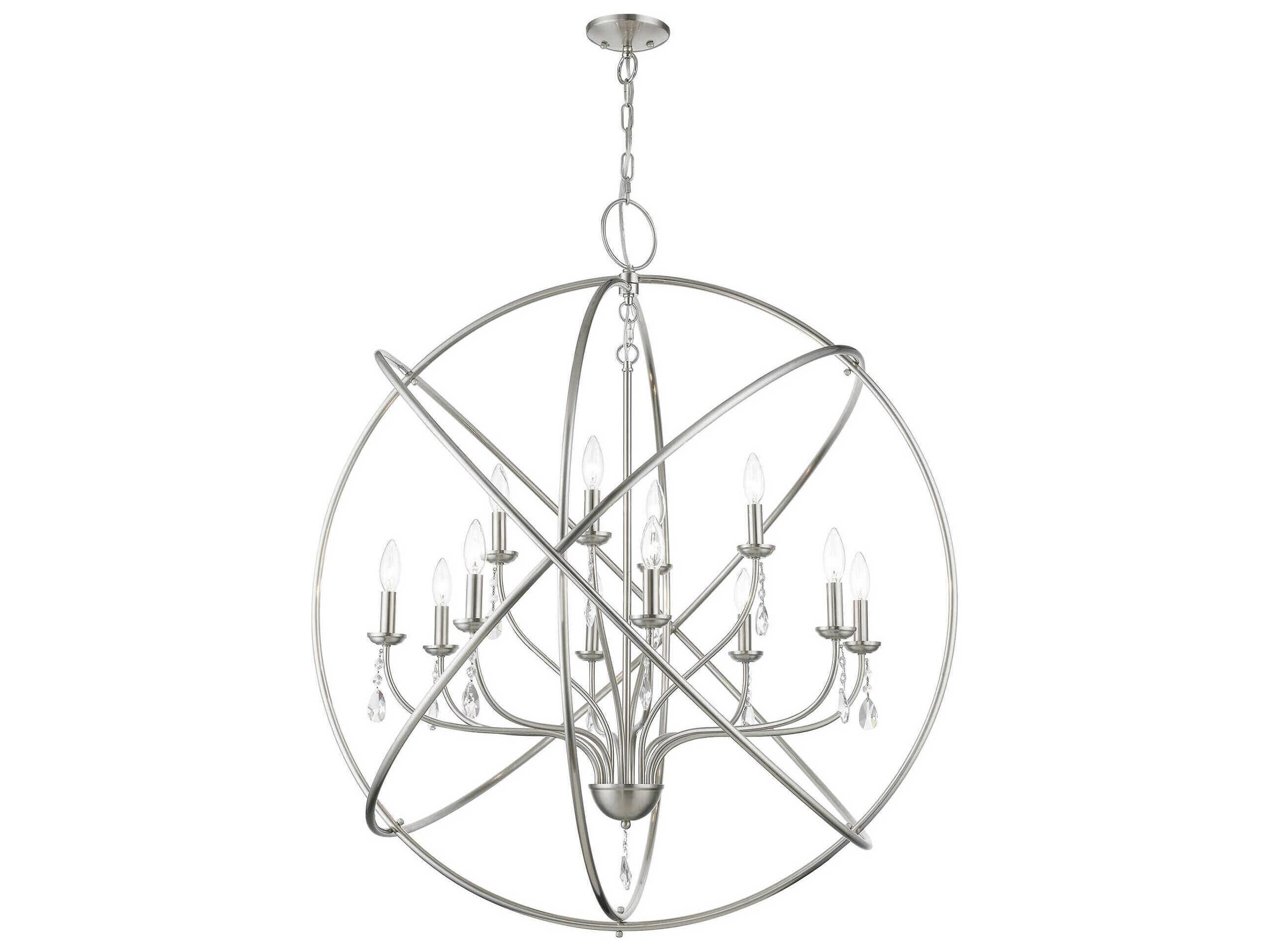 Livex Lighting Aria 12-Light Brushed Nickel Crystal Candelabra Chandelier