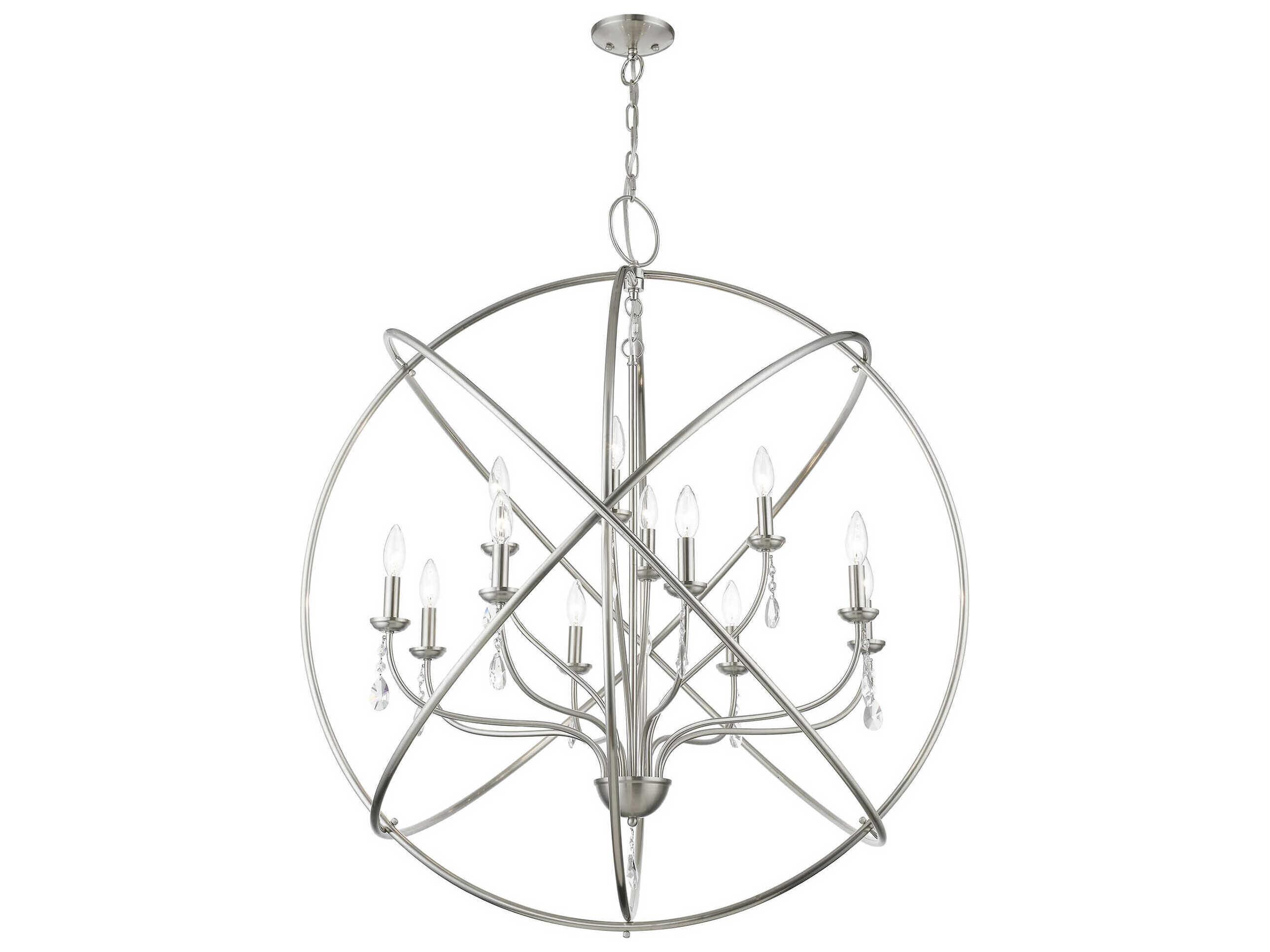 Livex Lighting Aria 12-Light Brushed Nickel Crystal Candelabra Chandelier