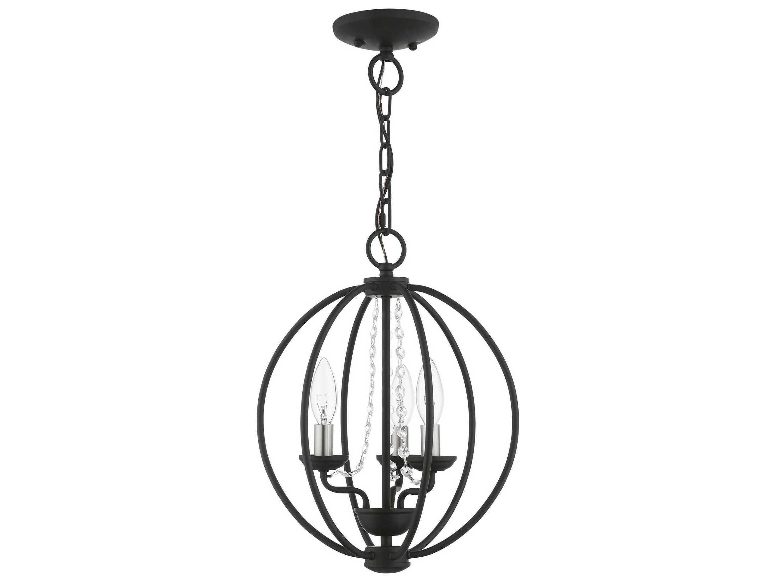 Livex Lighting Arabella 3-Light Black Brushed Nickel Crystal Candelabra Chandelier