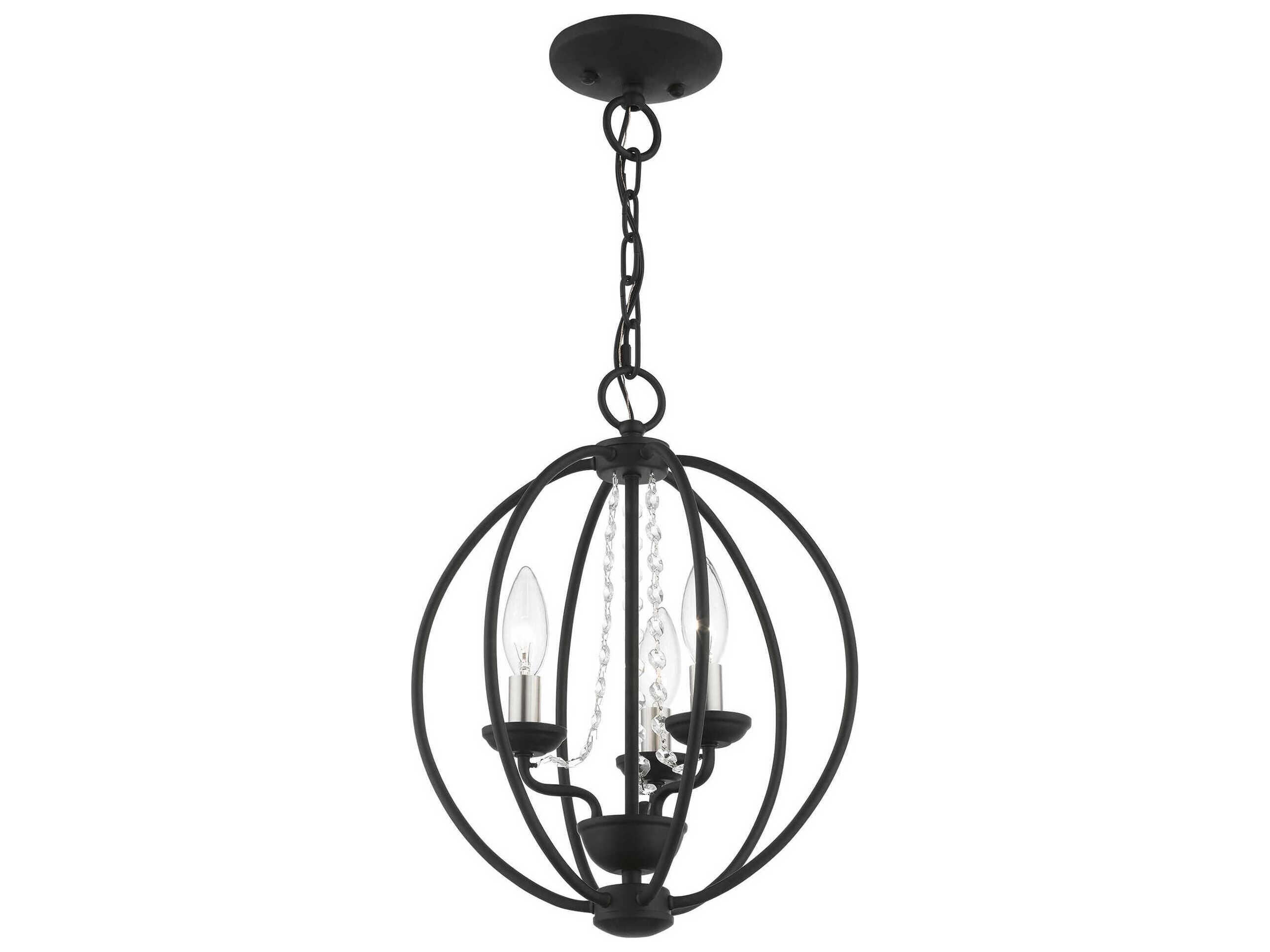 Livex Lighting Arabella 3-Light Black Brushed Nickel Crystal Candelabra Chandelier