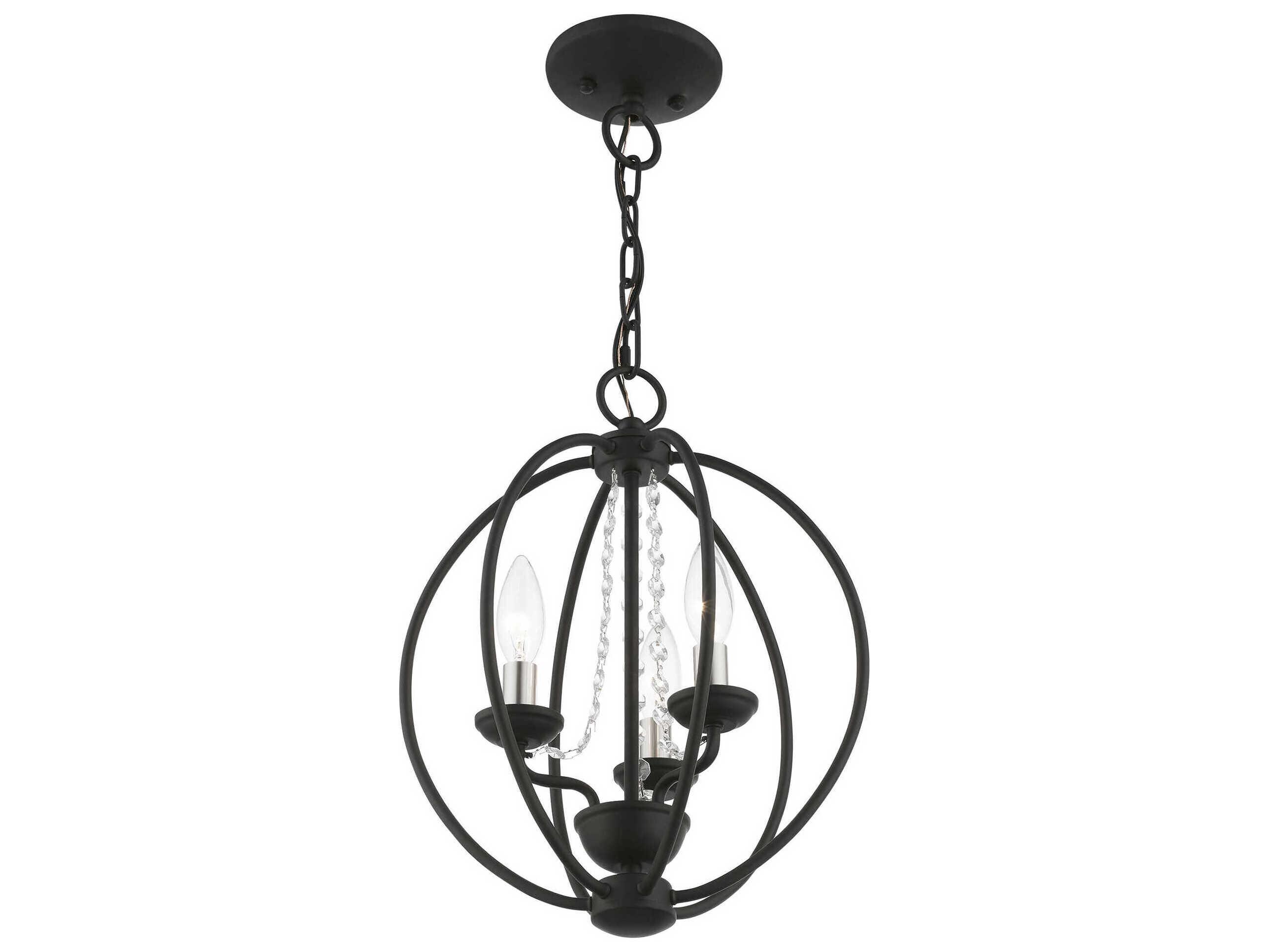 Livex Lighting Arabella 3-Light Black Brushed Nickel Crystal Candelabra Chandelier