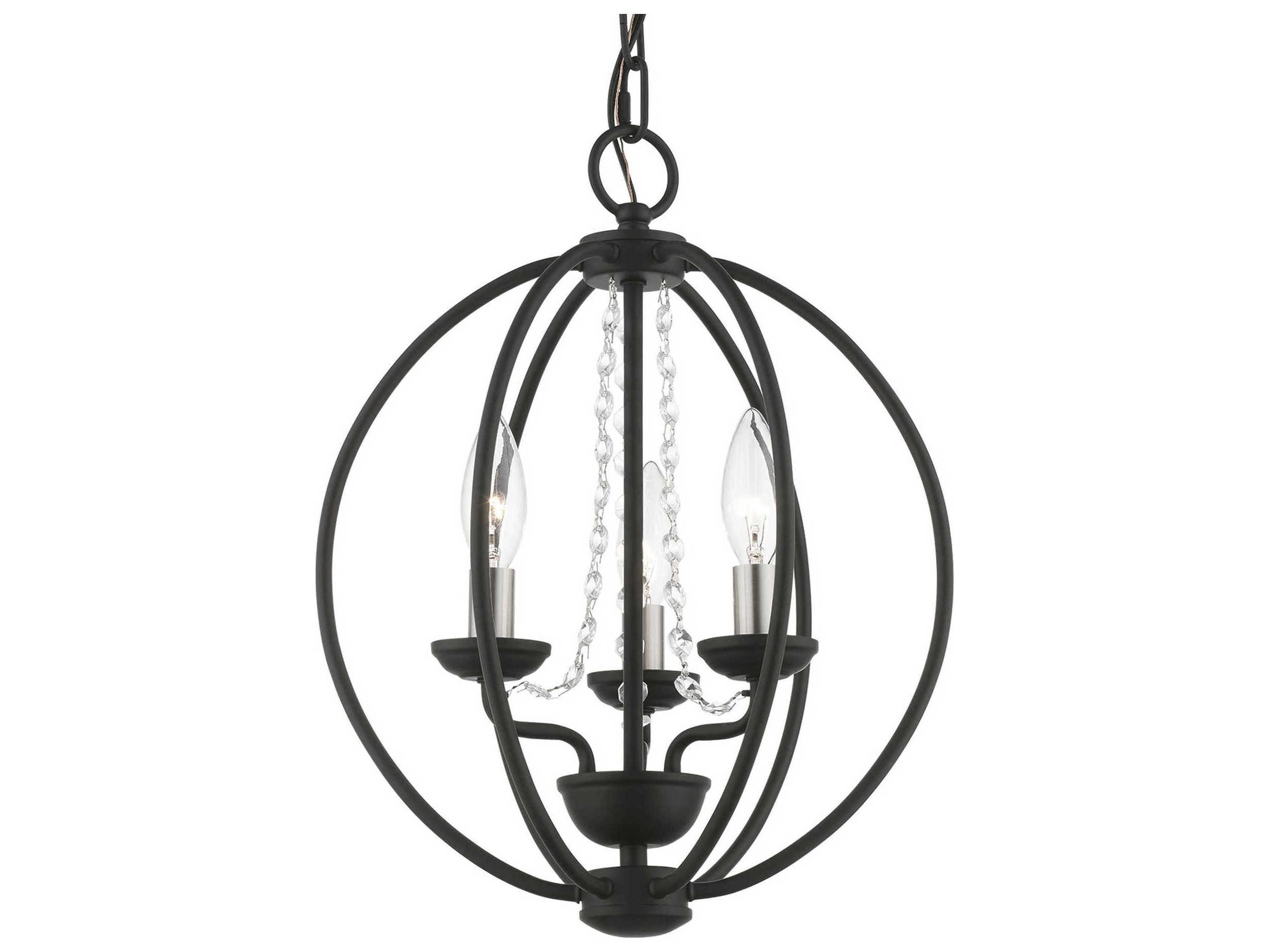 Livex Lighting Arabella 3-Light Black Brushed Nickel Crystal Candelabra Chandelier