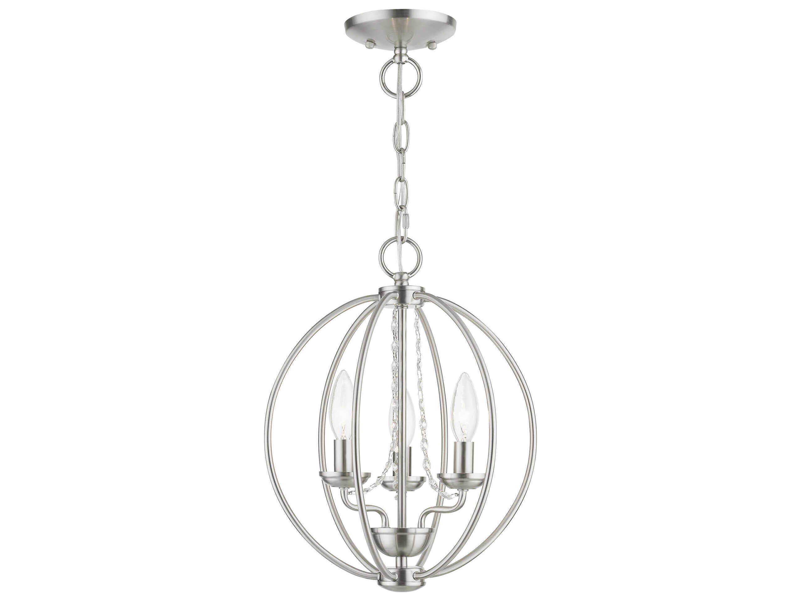 Livex Lighting Arabella 3-Light Brushed Nickel Crystal Candelabra Chandelier