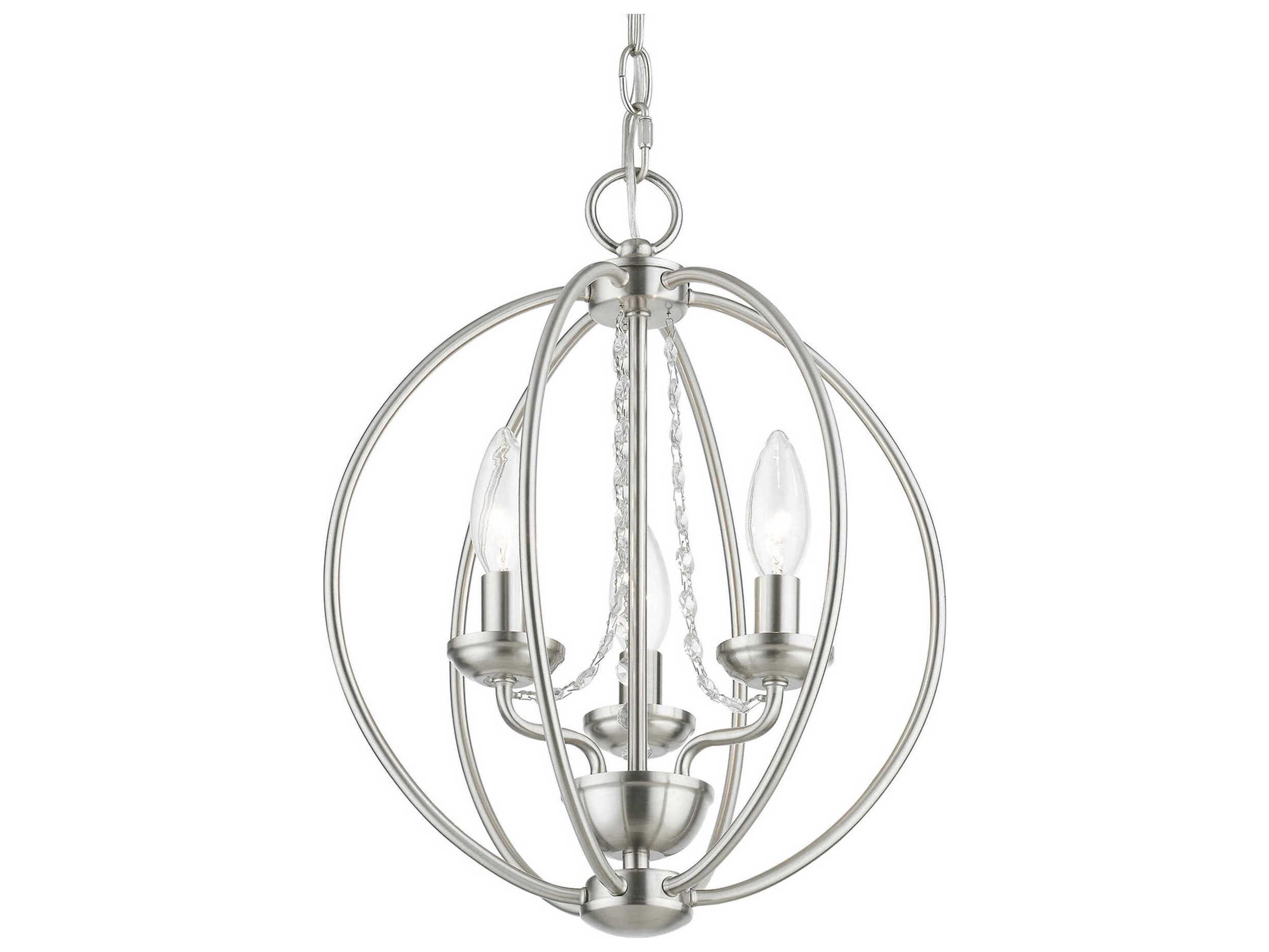 Livex Lighting Arabella 3-Light Brushed Nickel Crystal Candelabra Chandelier
