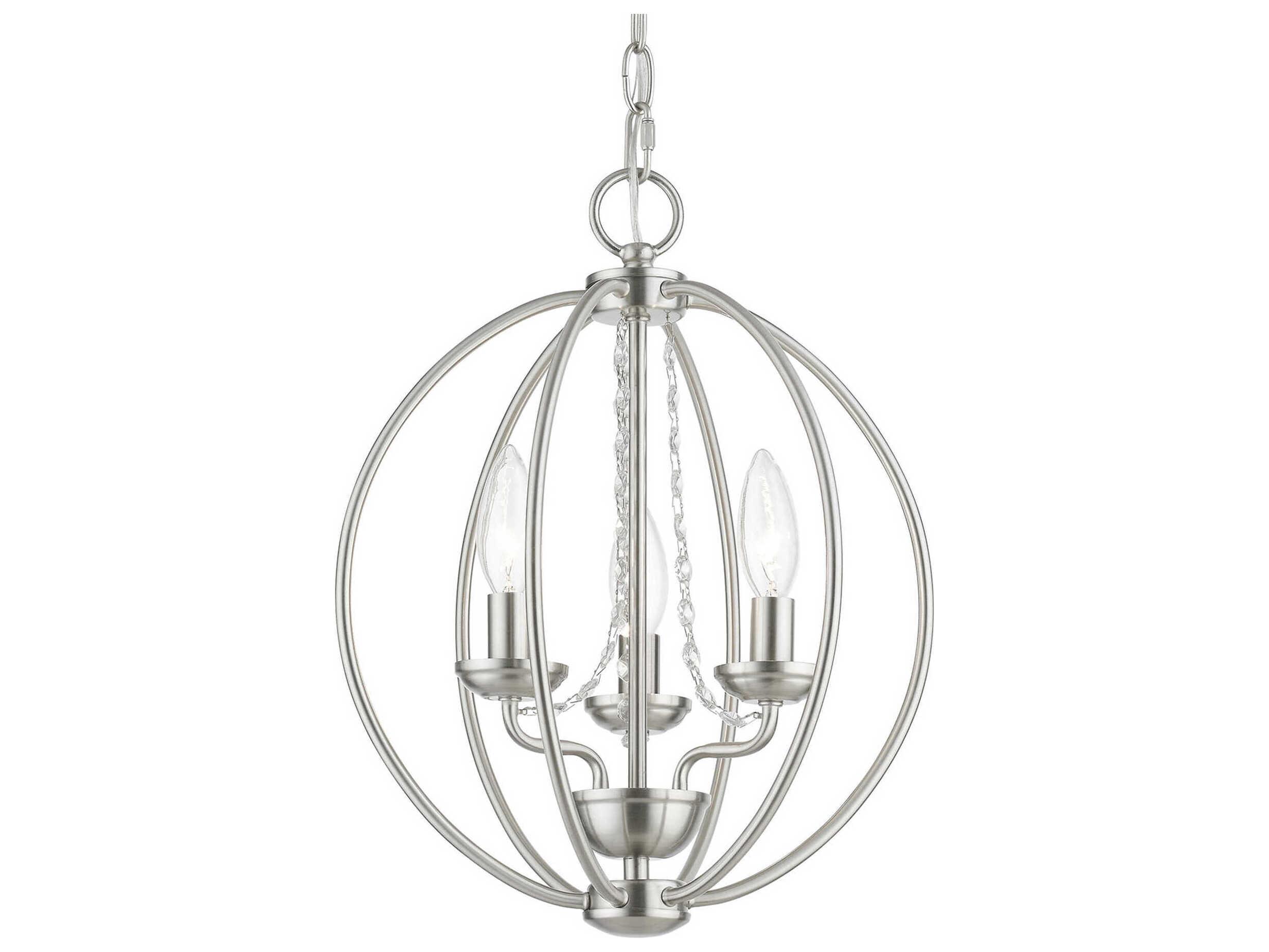 Livex Lighting Arabella 3-Light Brushed Nickel Crystal Candelabra Chandelier