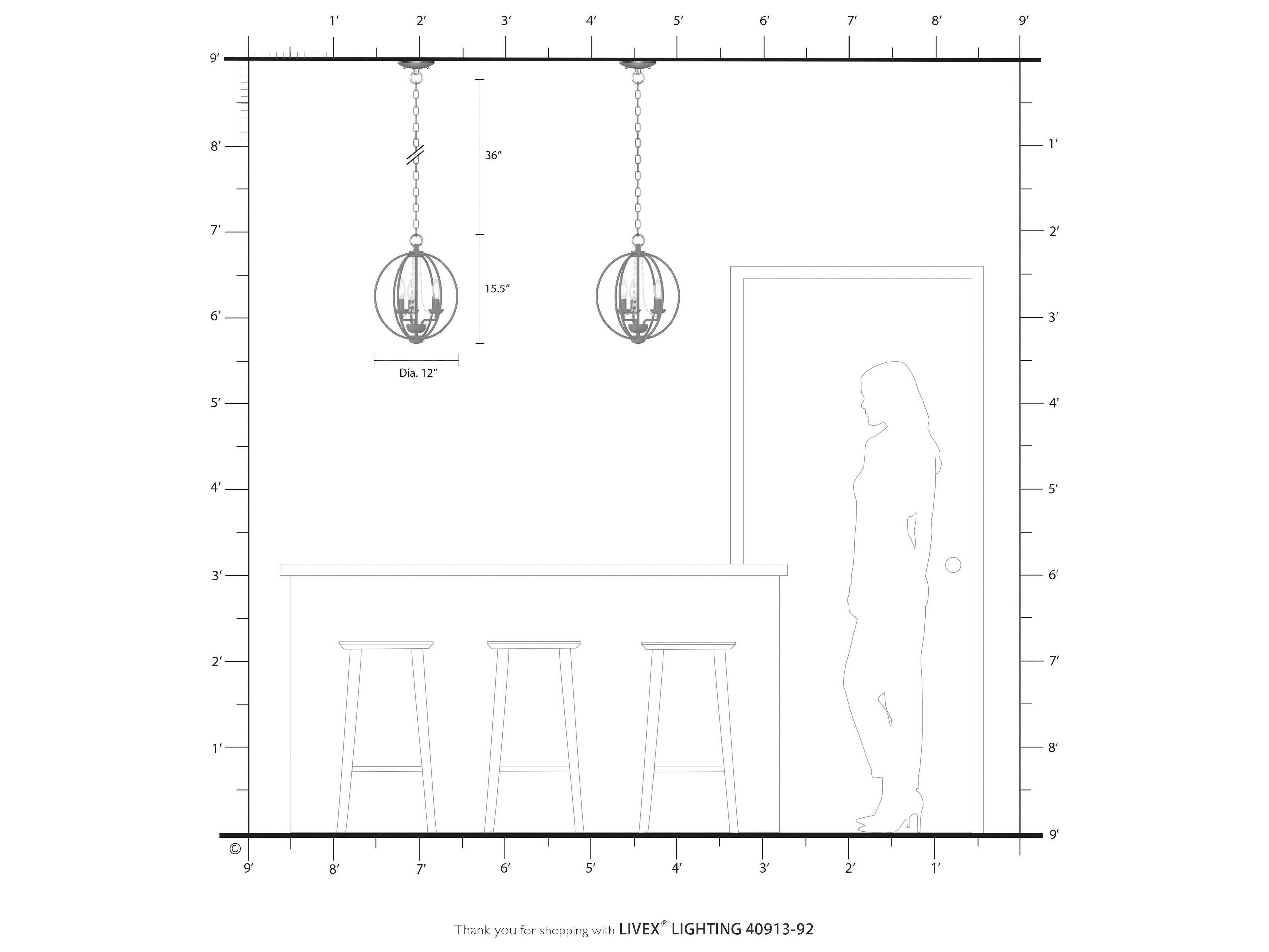 Livex Lighting Arabella 3-Light English Bronze Crystal Candelabra Chandelier