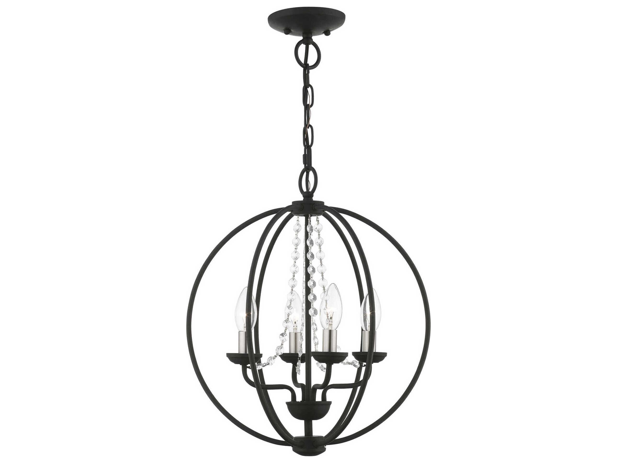 Livex Lighting Arabella 4-Light Black Brushed Nickel Crystal Candelabra Chandelier