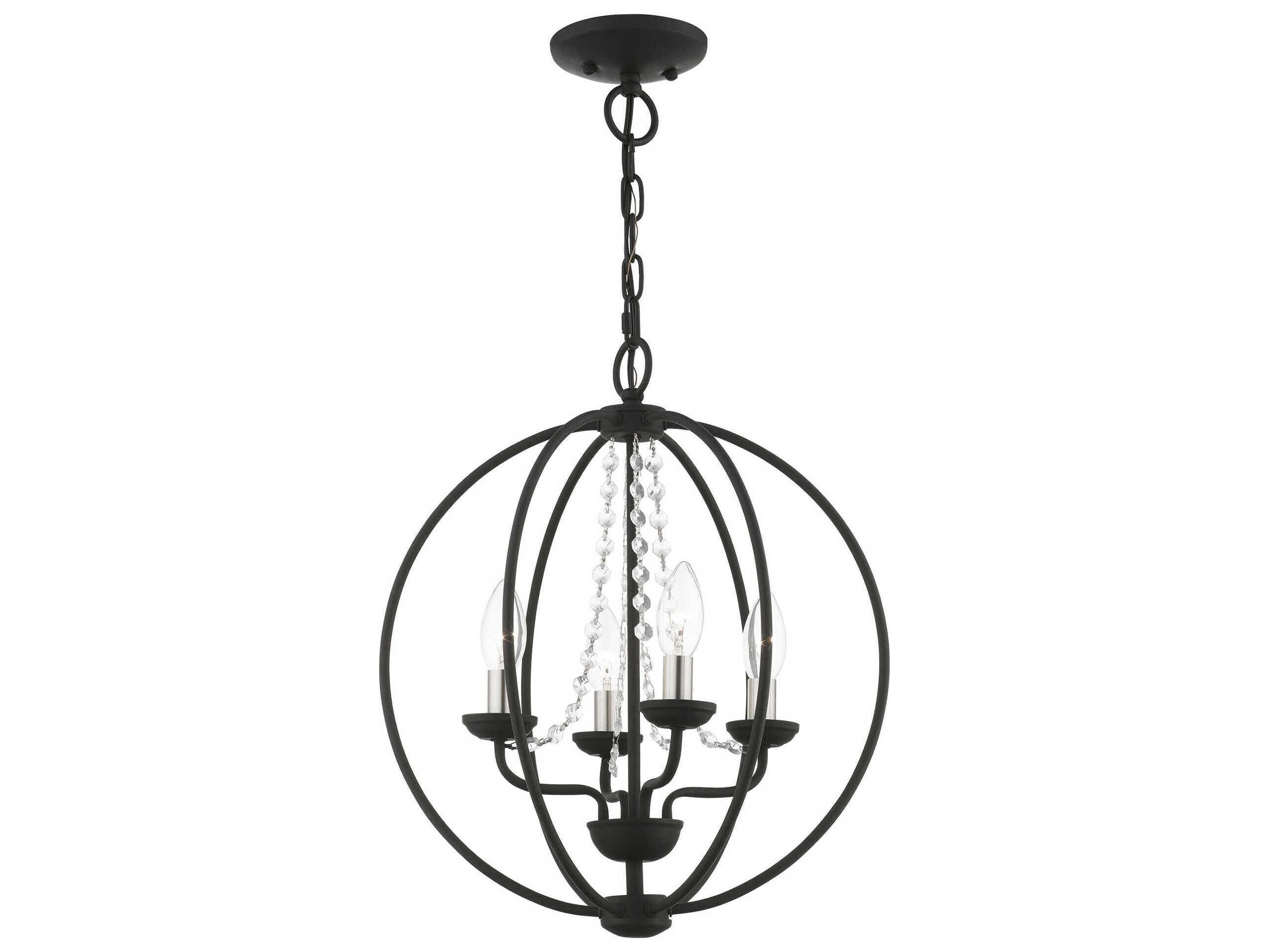 Livex Lighting Arabella 4-Light Black Brushed Nickel Crystal Candelabra Chandelier