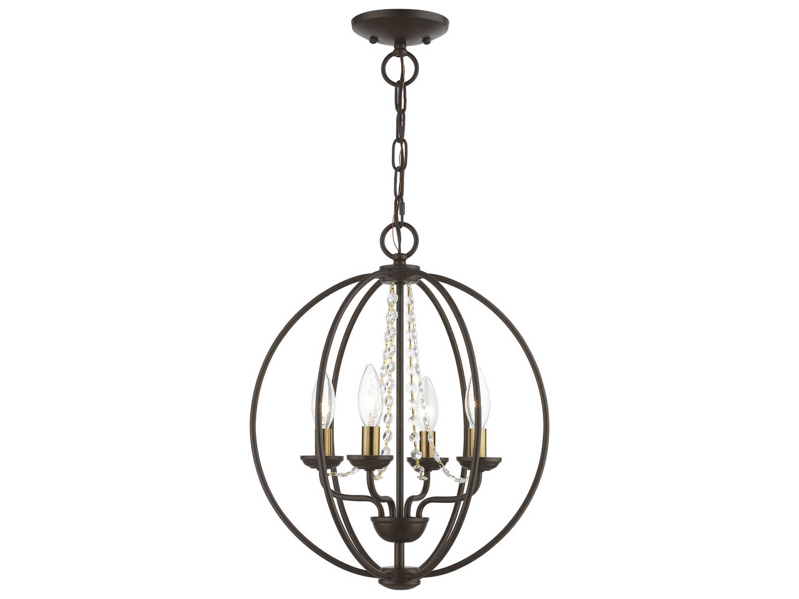 Livex Lighting Arabella 4-Light Bronze Antique Brass Crystal Candelabra Chandelier