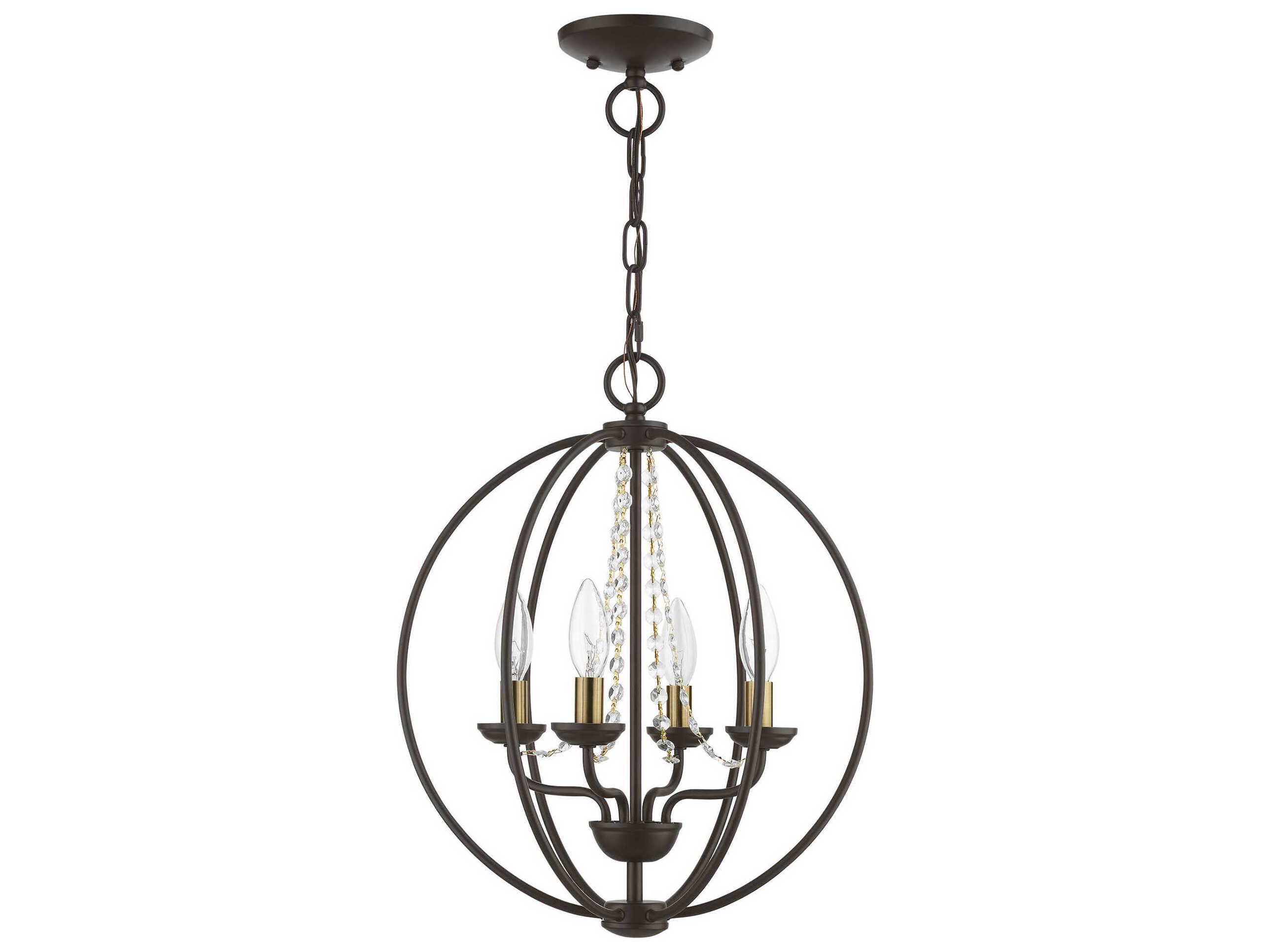 Livex Lighting Arabella 4-Light Bronze Antique Brass Crystal Candelabra Chandelier