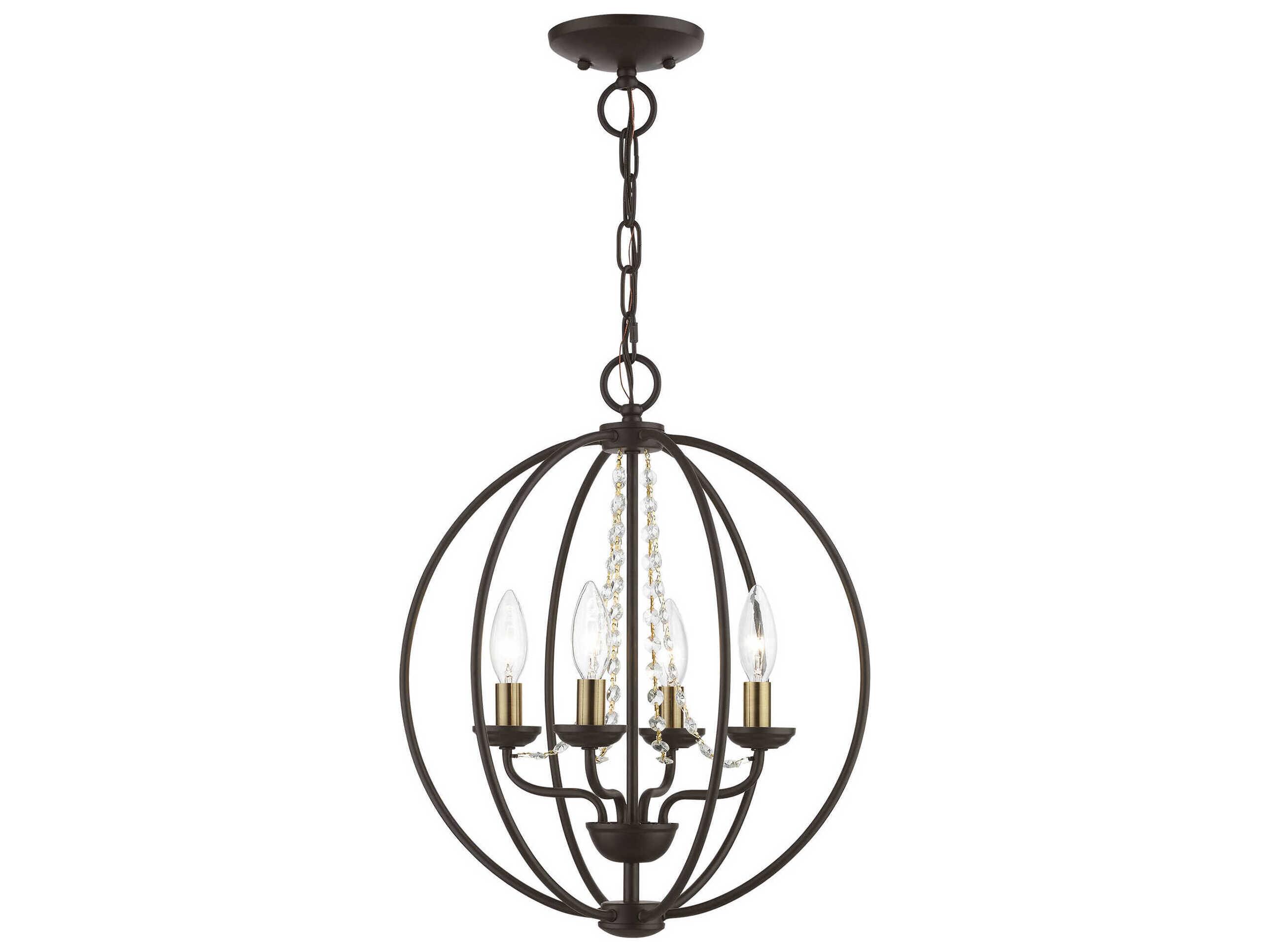 Livex Lighting Arabella 4-Light Bronze Antique Brass Crystal Candelabra Chandelier