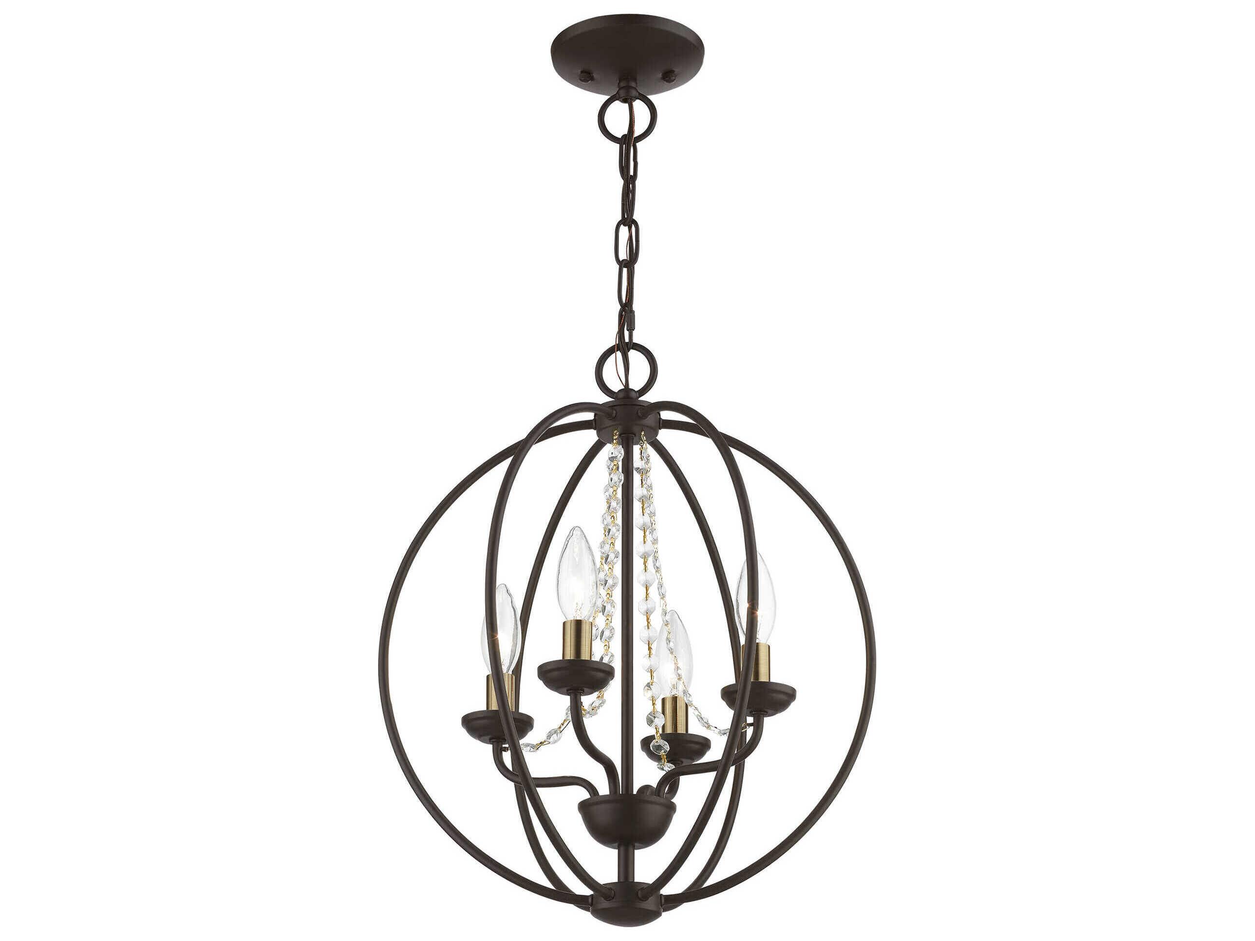 Livex Lighting Arabella 4-Light Bronze Antique Brass Crystal Candelabra Chandelier