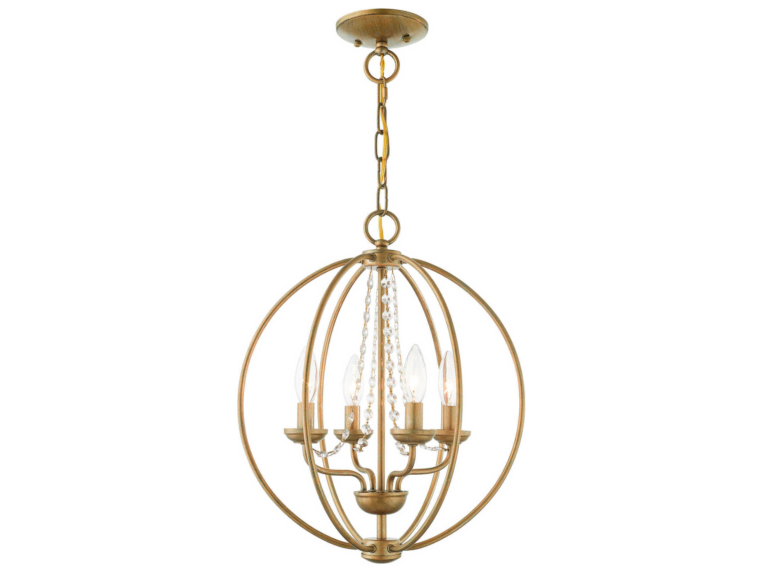 Livex Lighting Arabella 4-Light Antique Gold Leaf Crystal Candelabra Chandelier