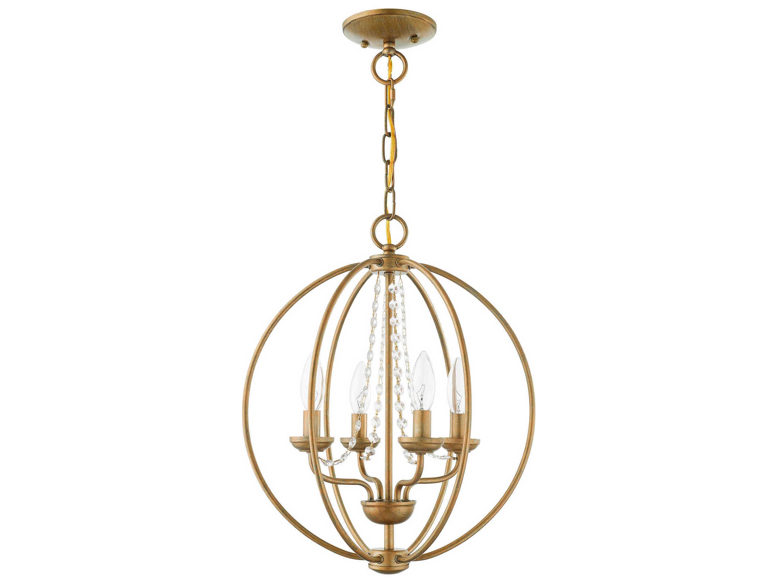 Livex Lighting Arabella 4-Light Antique Gold Leaf Crystal Candelabra Chandelier