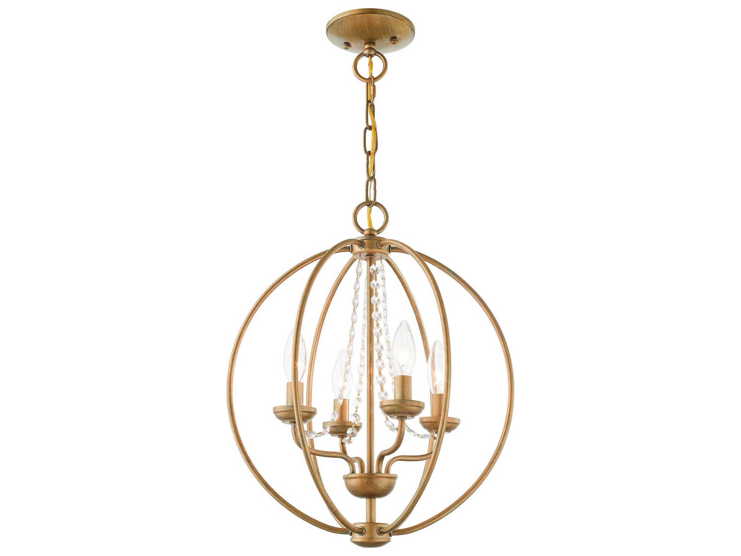 Livex Lighting Arabella 4-Light Antique Gold Leaf Crystal Candelabra Chandelier