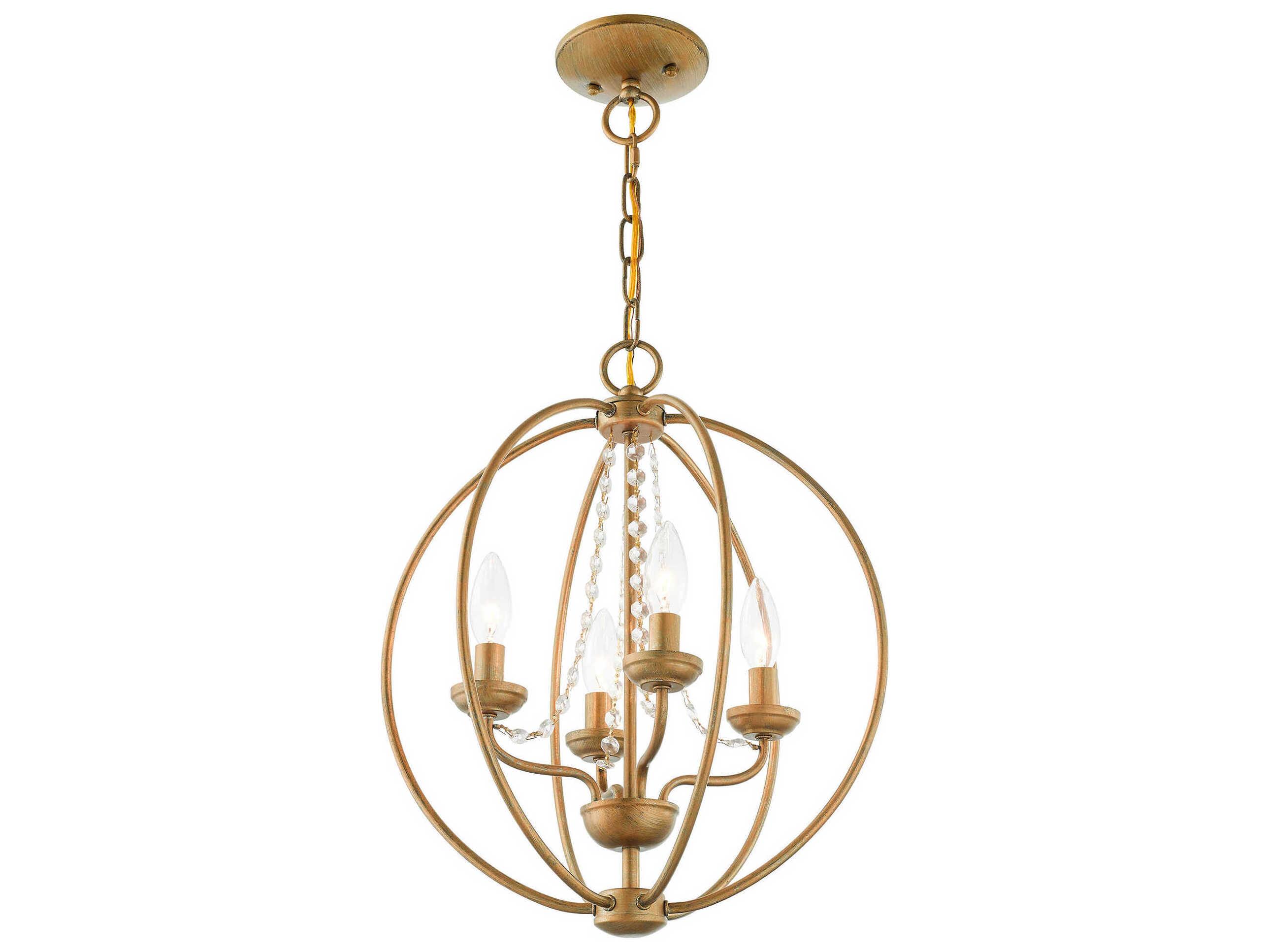 Livex Lighting Arabella 4-Light Antique Gold Leaf Crystal Candelabra Chandelier