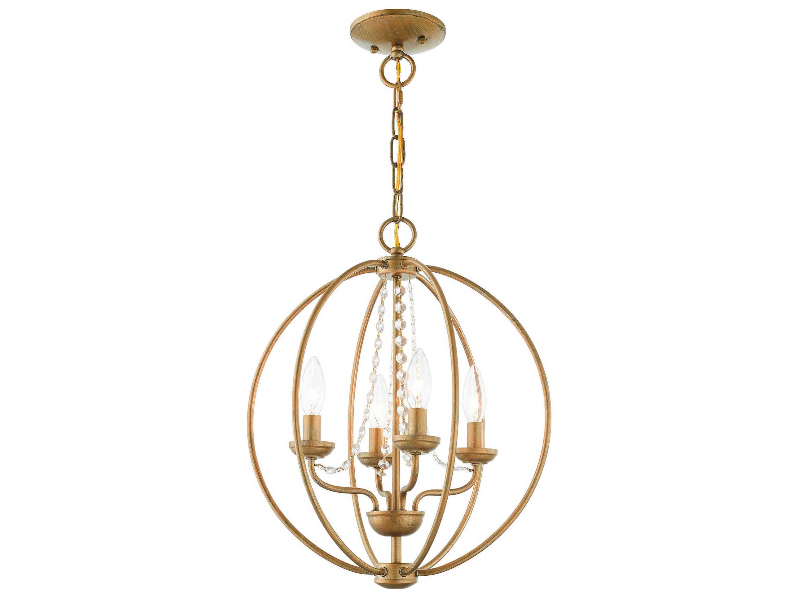 Livex Lighting Arabella 4-Light Antique Gold Leaf Crystal Candelabra Chandelier