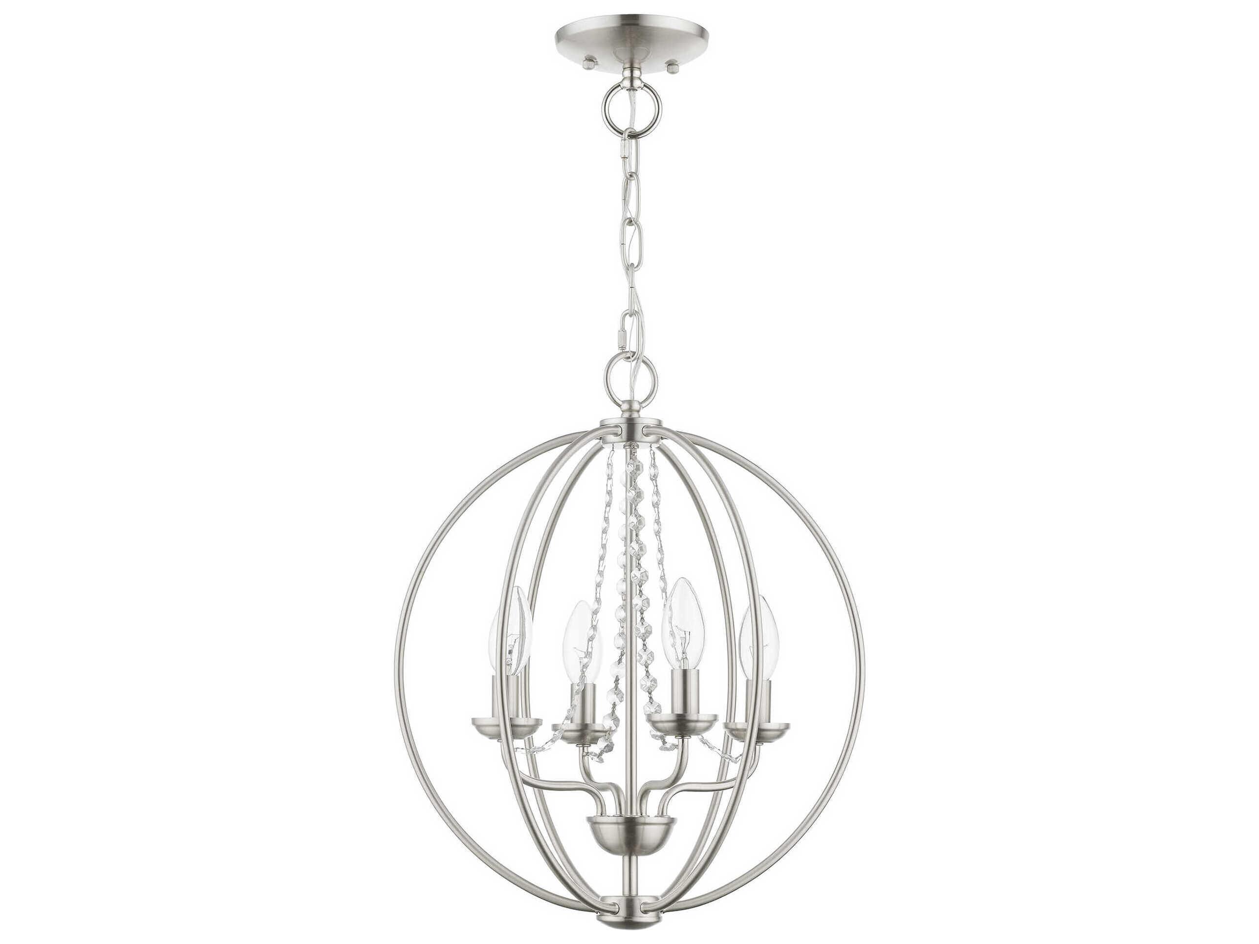 Livex Lighting Arabella 4-Light Brushed Nickel Crystal Candelabra Chandelier