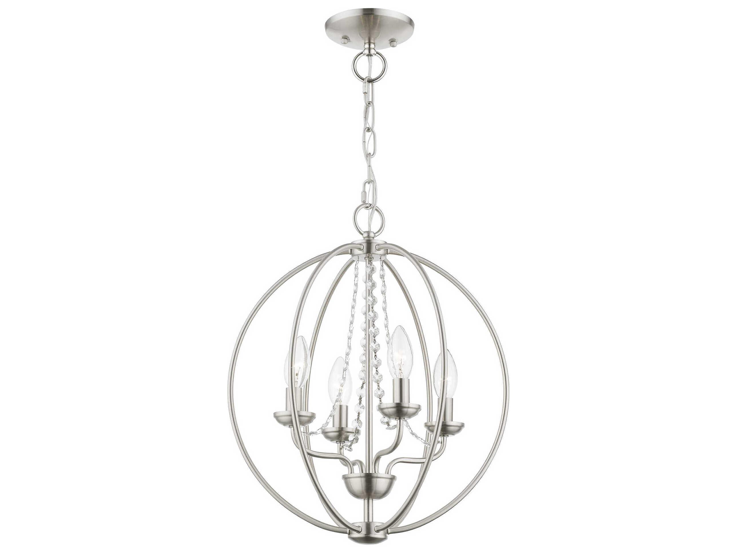 Livex Lighting Arabella 4-Light Brushed Nickel Crystal Candelabra Chandelier