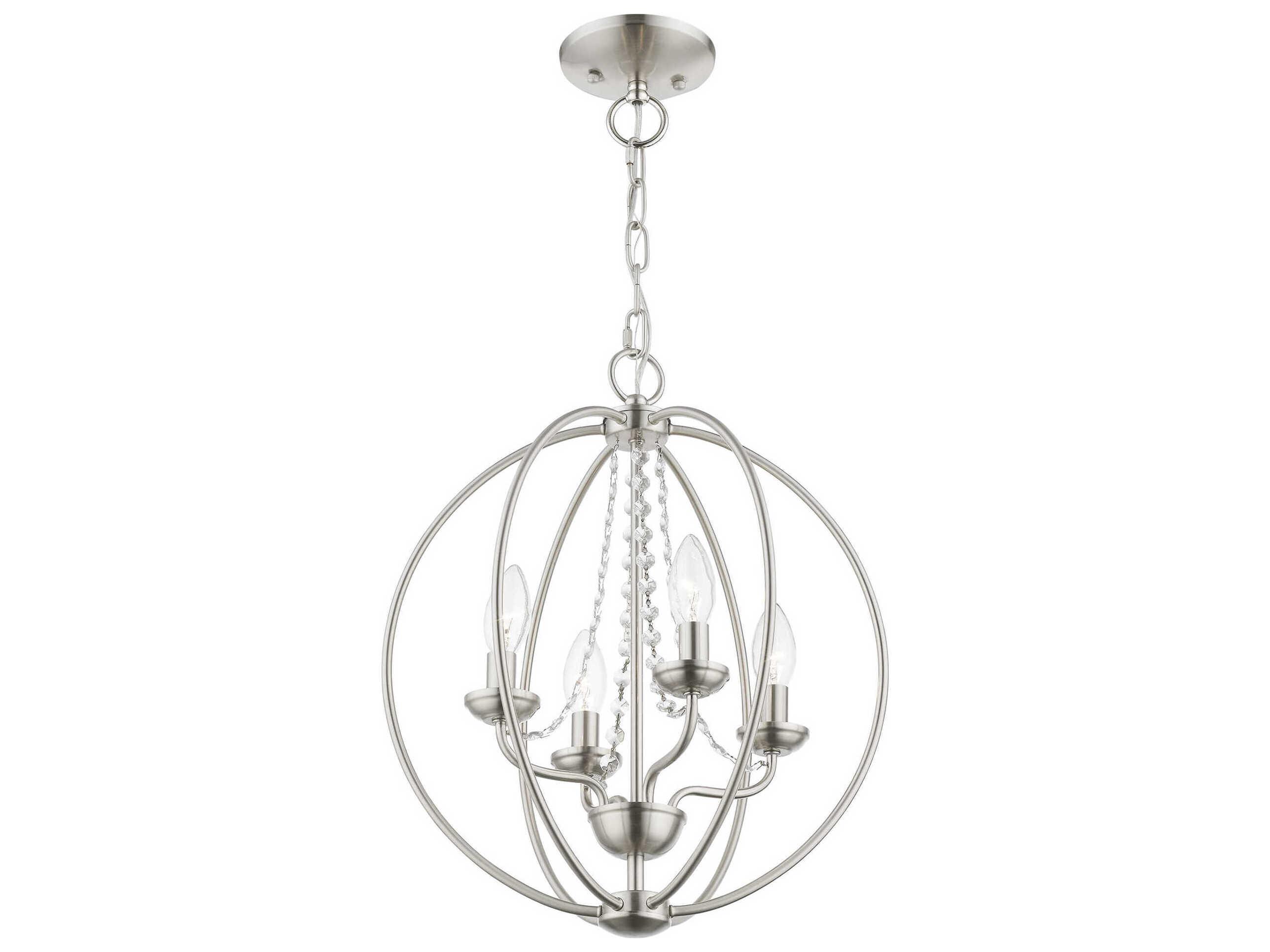 Livex Lighting Arabella 4-Light Brushed Nickel Crystal Candelabra Chandelier