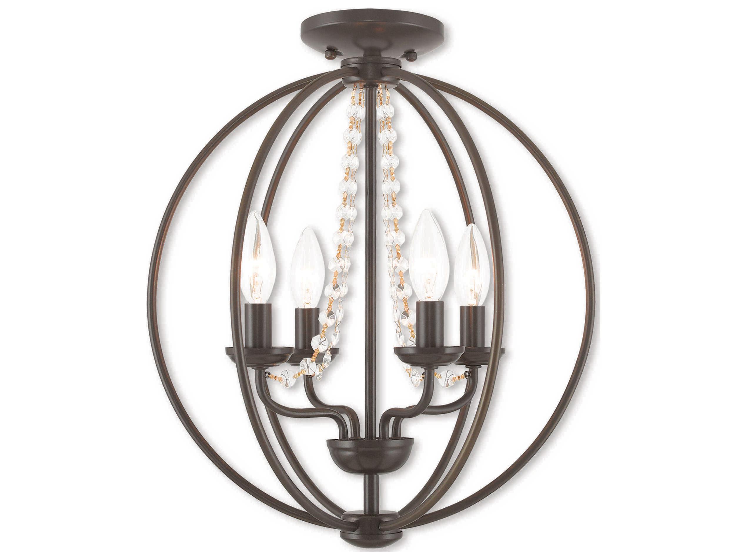 Livex Lighting Arabella 4-Light English Bronze Crystal Candelabra Round Chandelier