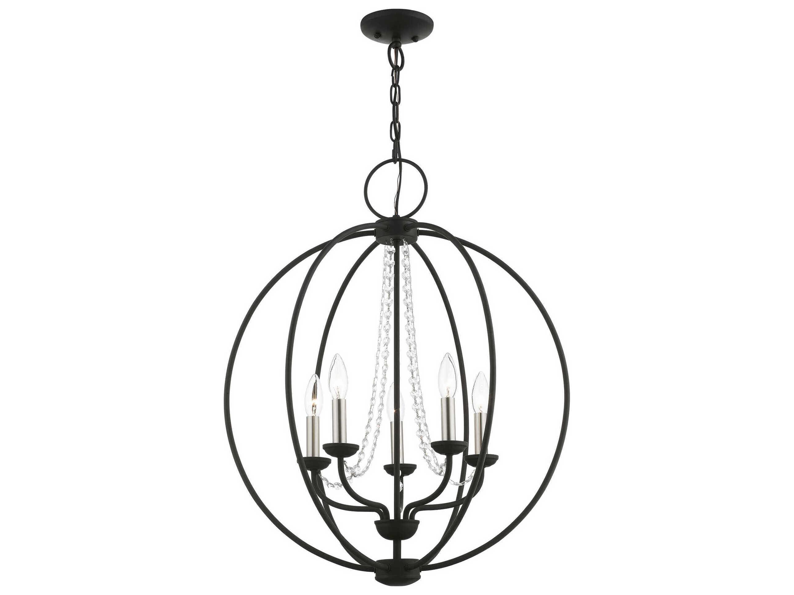 Livex Lighting Arabella 5-Light Black Brushed Nickel Crystal Candelabra Chandelier