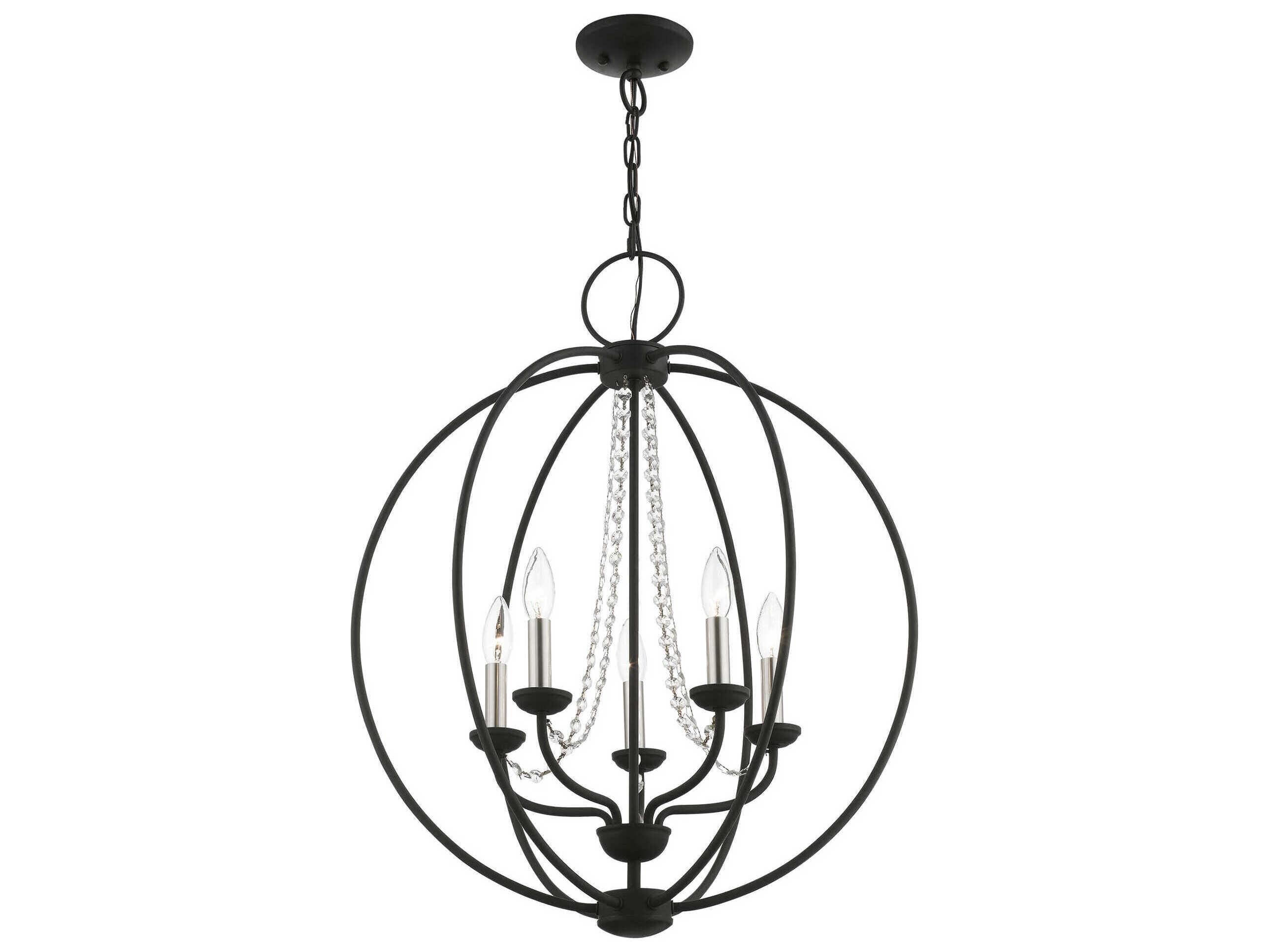 Livex Lighting Arabella 5-Light Black Brushed Nickel Crystal Candelabra Chandelier