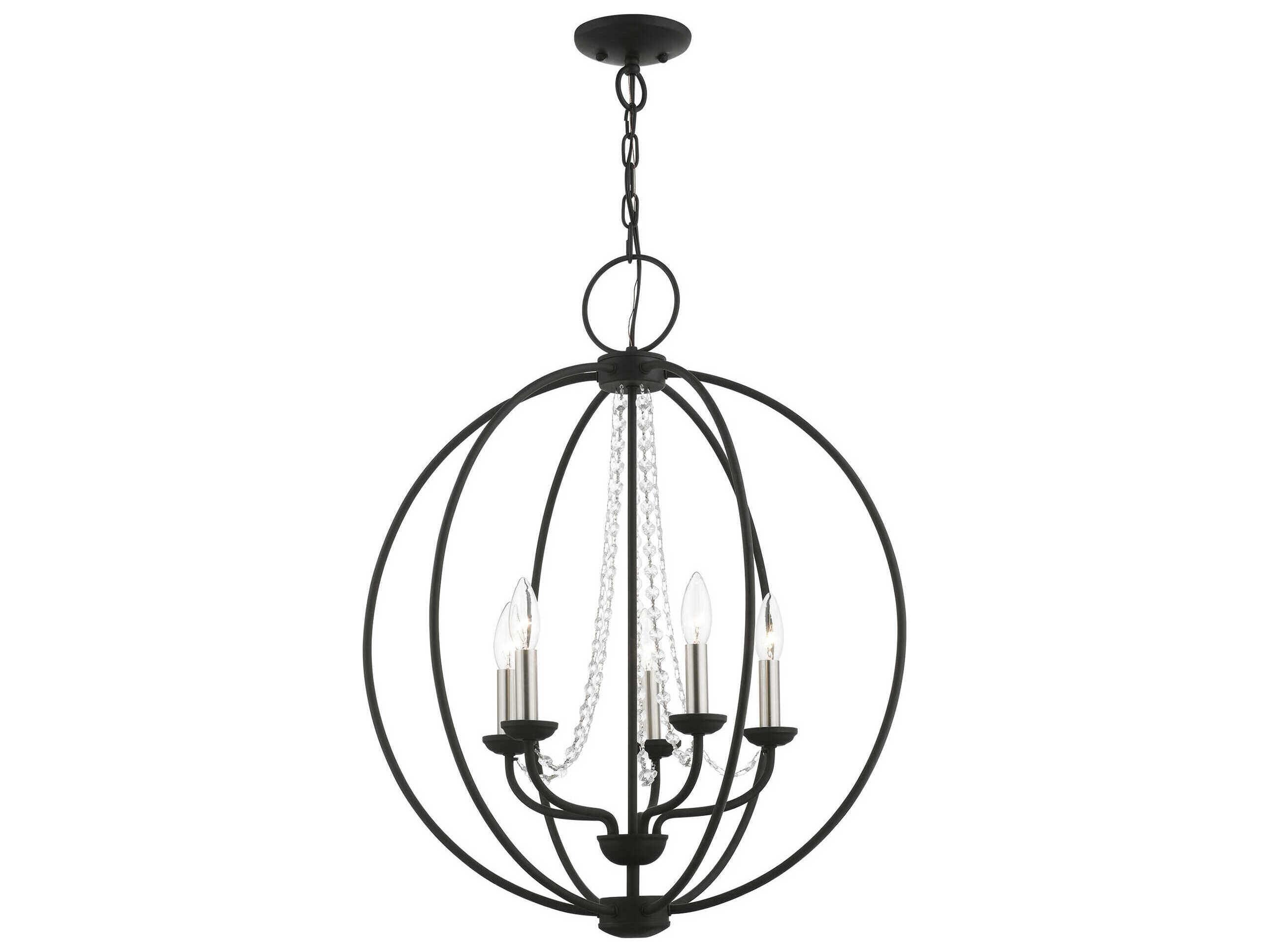 Livex Lighting Arabella 5-Light Black Brushed Nickel Crystal Candelabra Chandelier