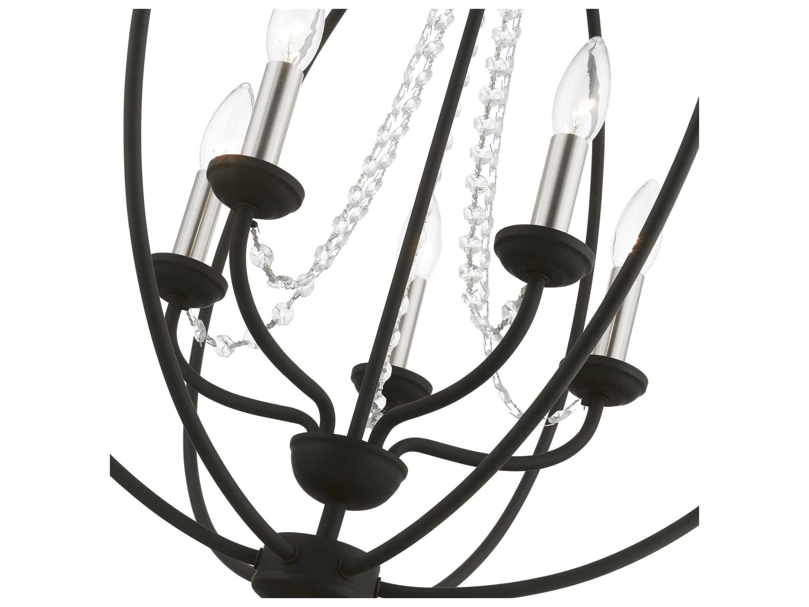 Livex Lighting Arabella 5-Light Black Brushed Nickel Crystal Candelabra Chandelier