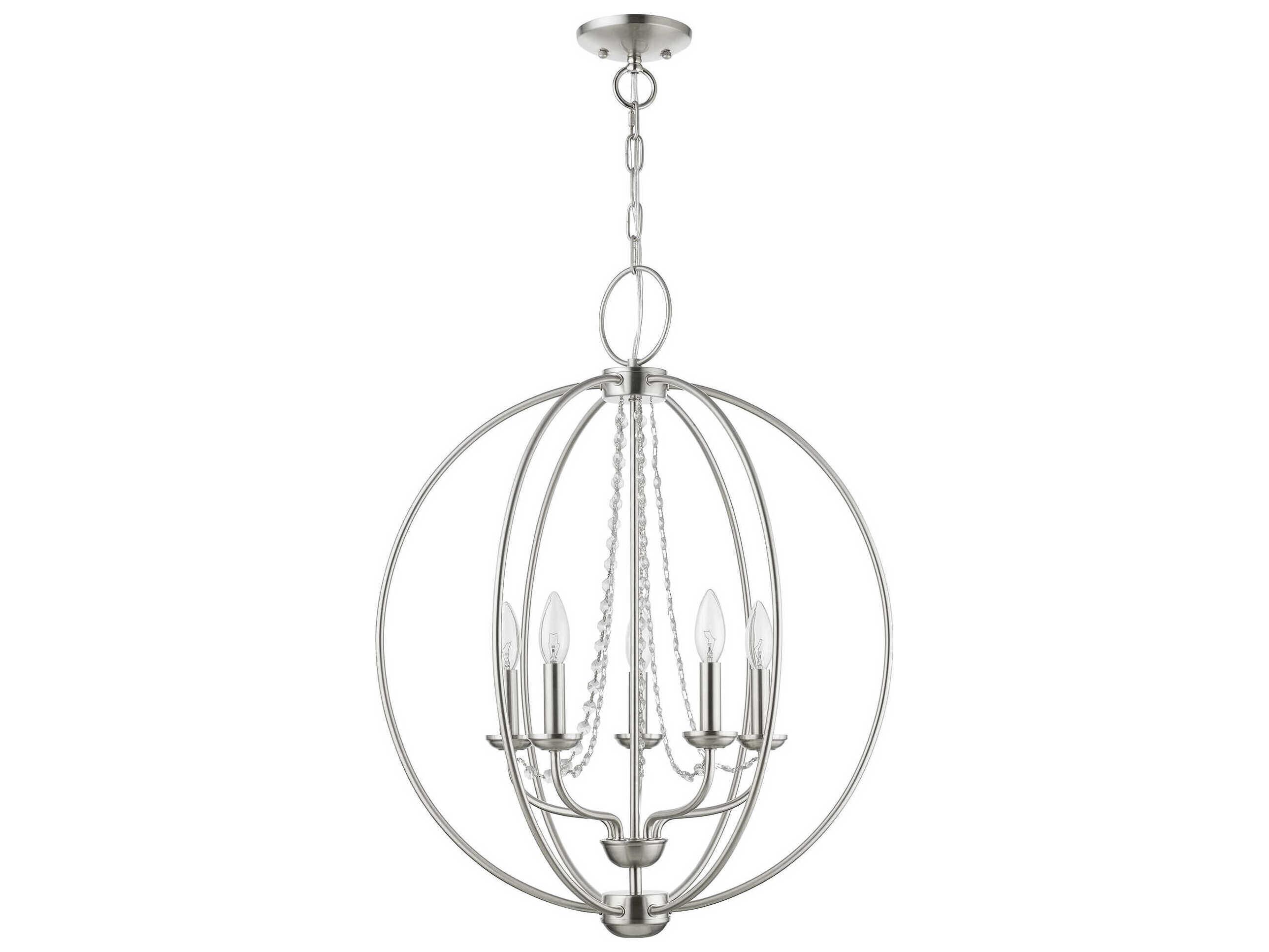 Livex Lighting Arabella 5-Light Brushed Nickel Crystal Candelabra Chandelier