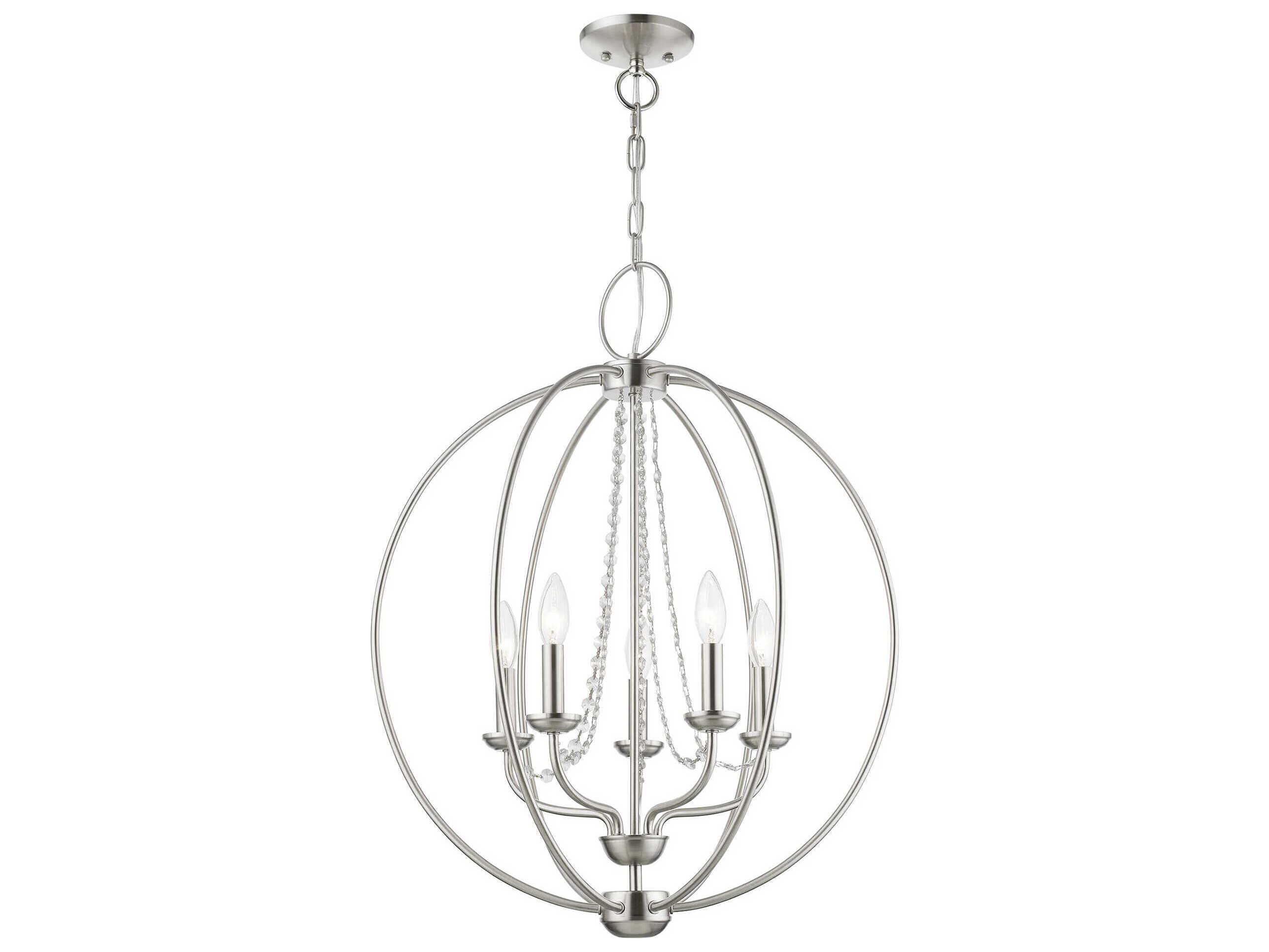 Livex Lighting Arabella 5-Light Brushed Nickel Crystal Candelabra Chandelier