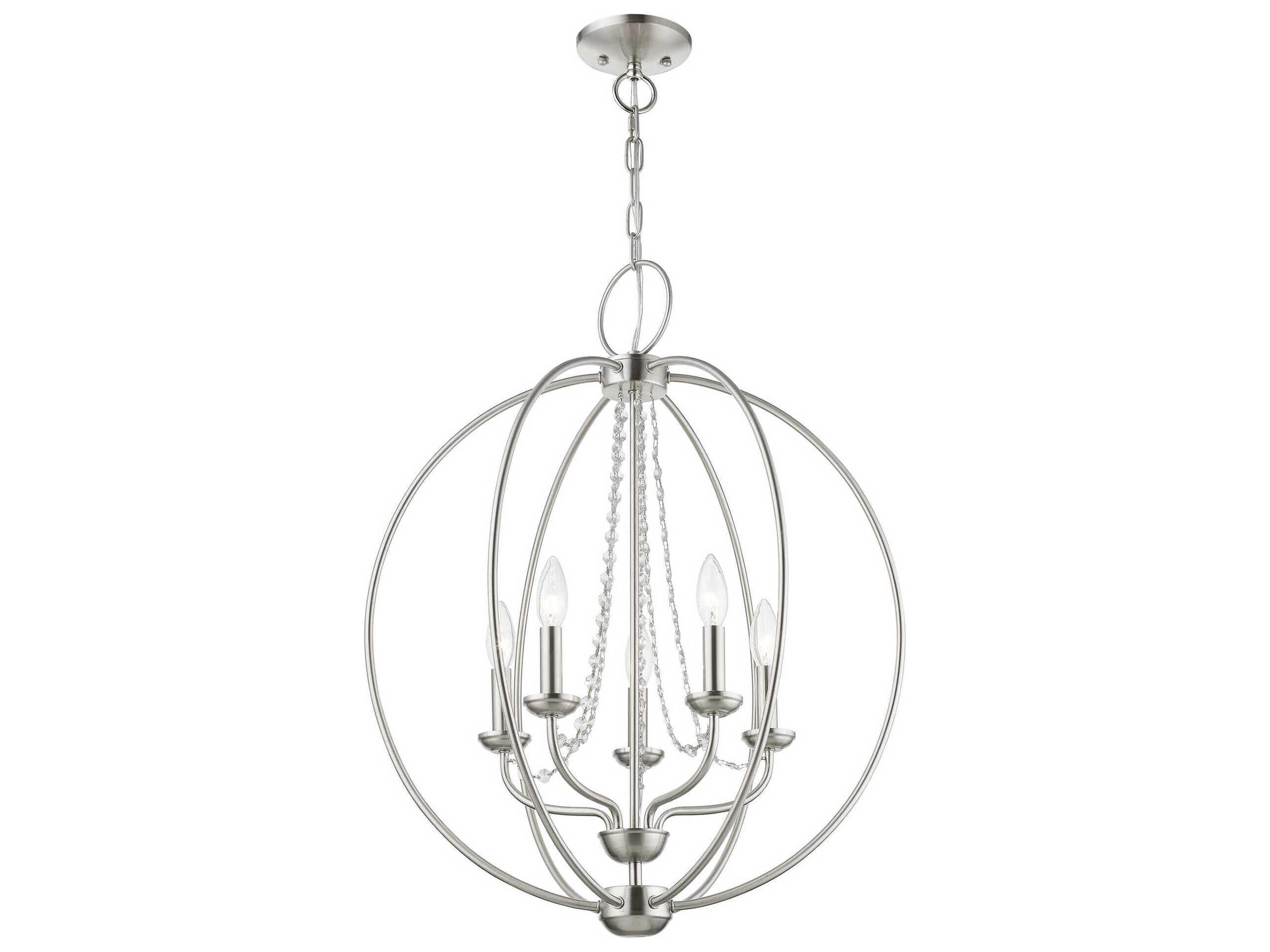 Livex Lighting Arabella 5-Light Brushed Nickel Crystal Candelabra Chandelier