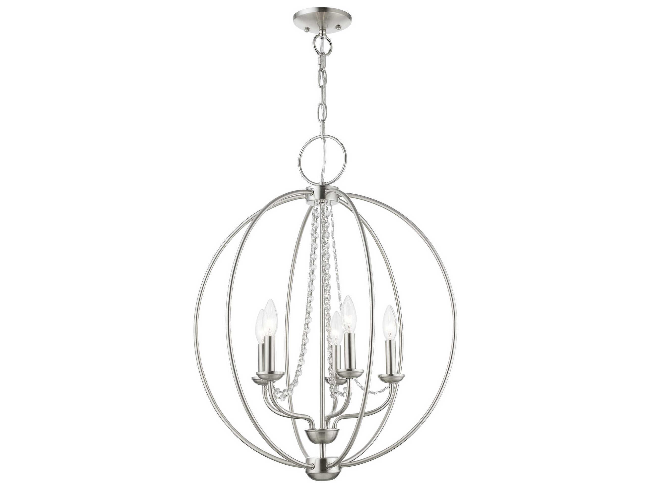 Livex Lighting Arabella 5-Light Brushed Nickel Crystal Candelabra Chandelier