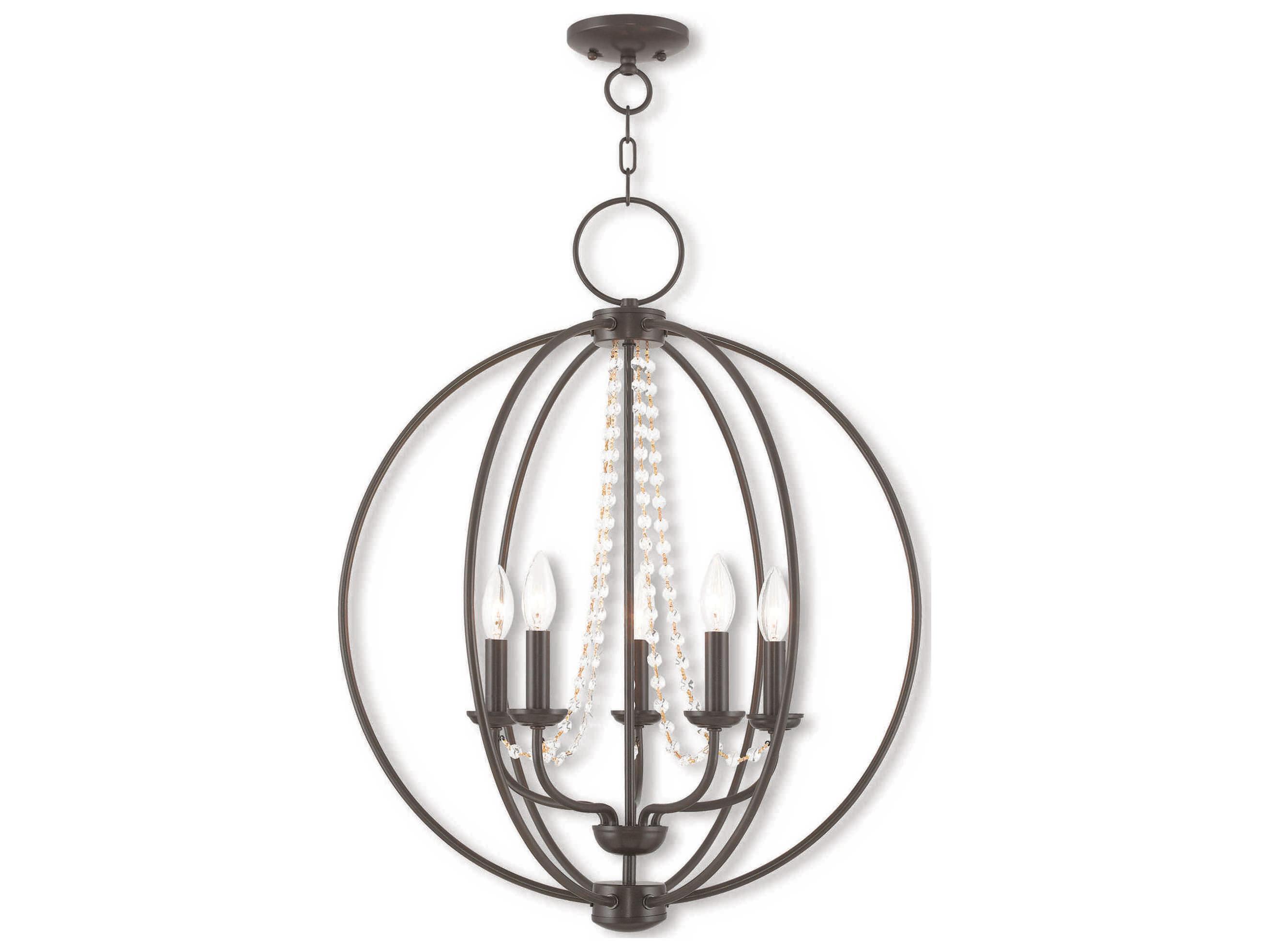 Livex Lighting Arabella 5-Light English Bronze Crystal Candelabra Round Chandelier