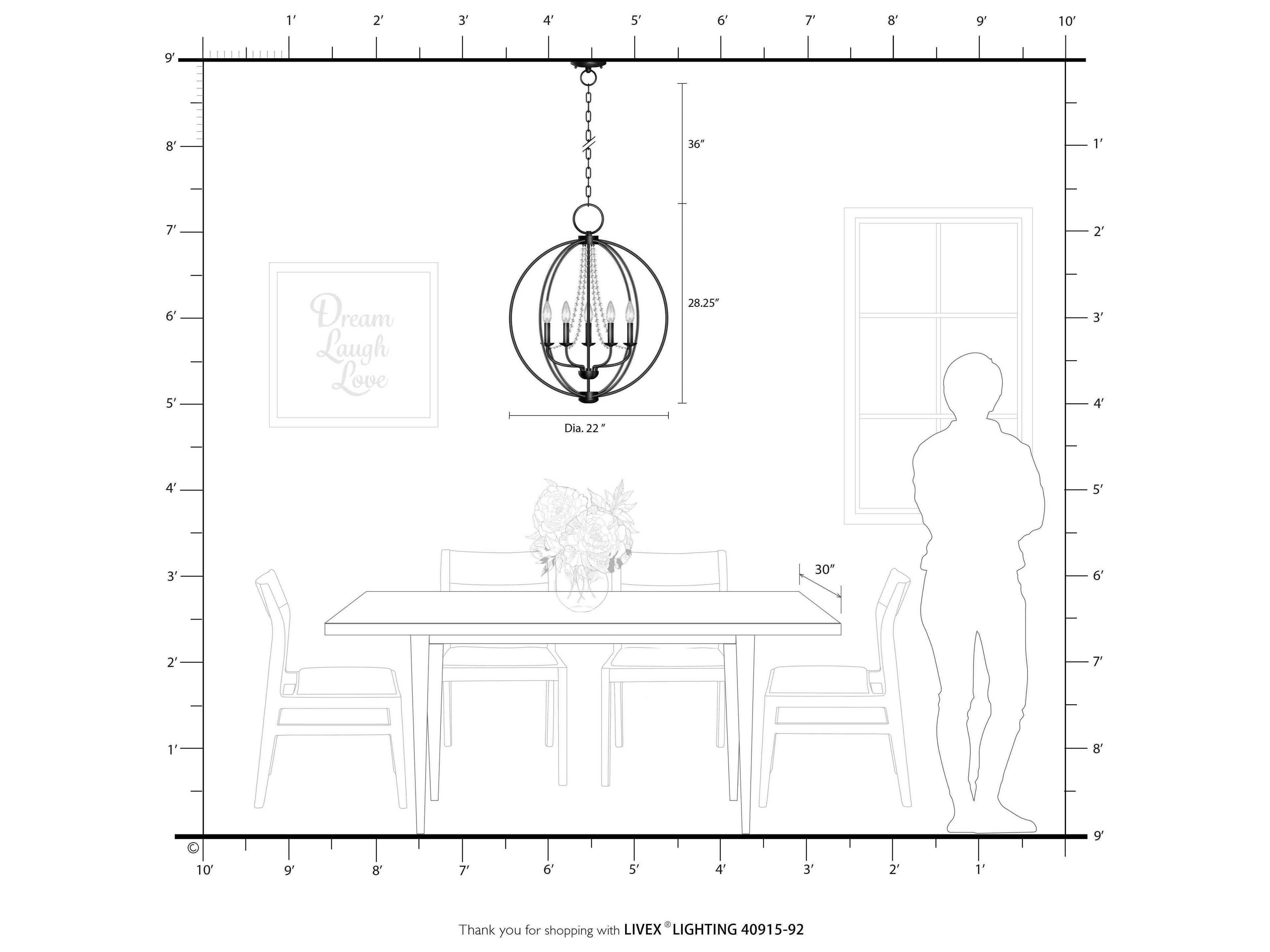 Livex Lighting Arabella 5-Light English Bronze Crystal Candelabra Round Chandelier