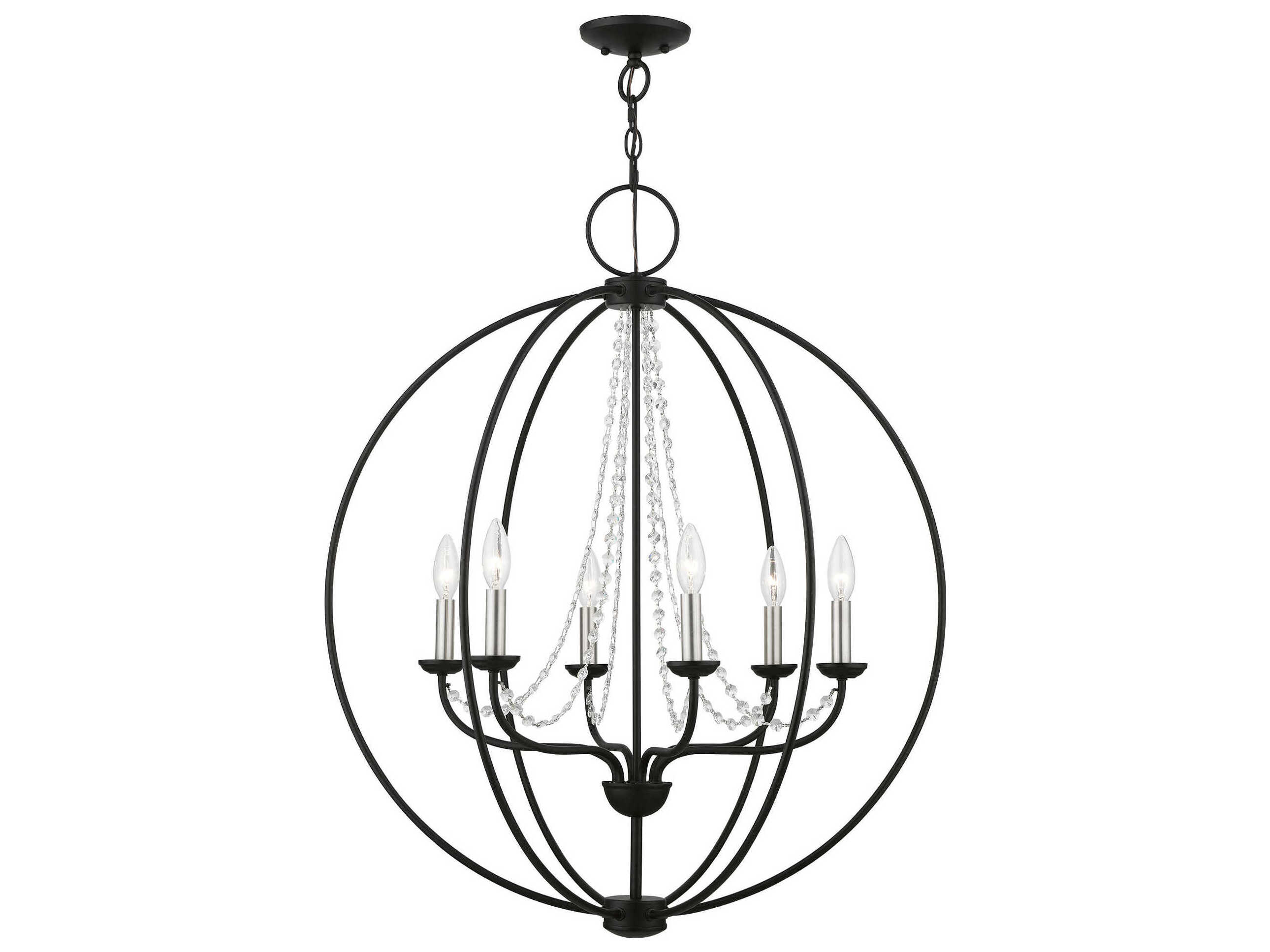 Livex Lighting Arabella 6-Light Black Brushed Nickel Crystal Candelabra Chandelier