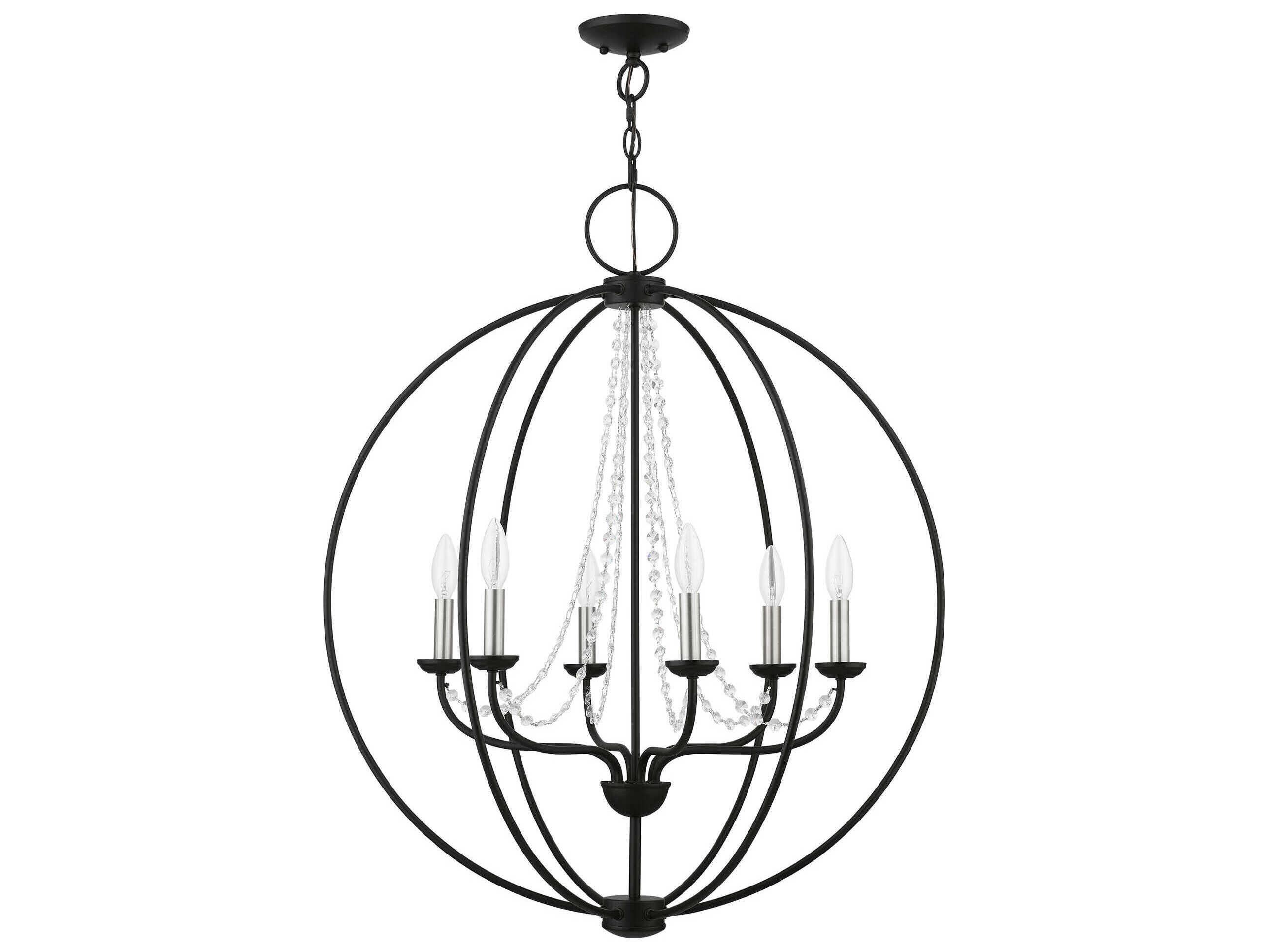 Livex Lighting Arabella 6-Light Black Brushed Nickel Crystal Candelabra Chandelier