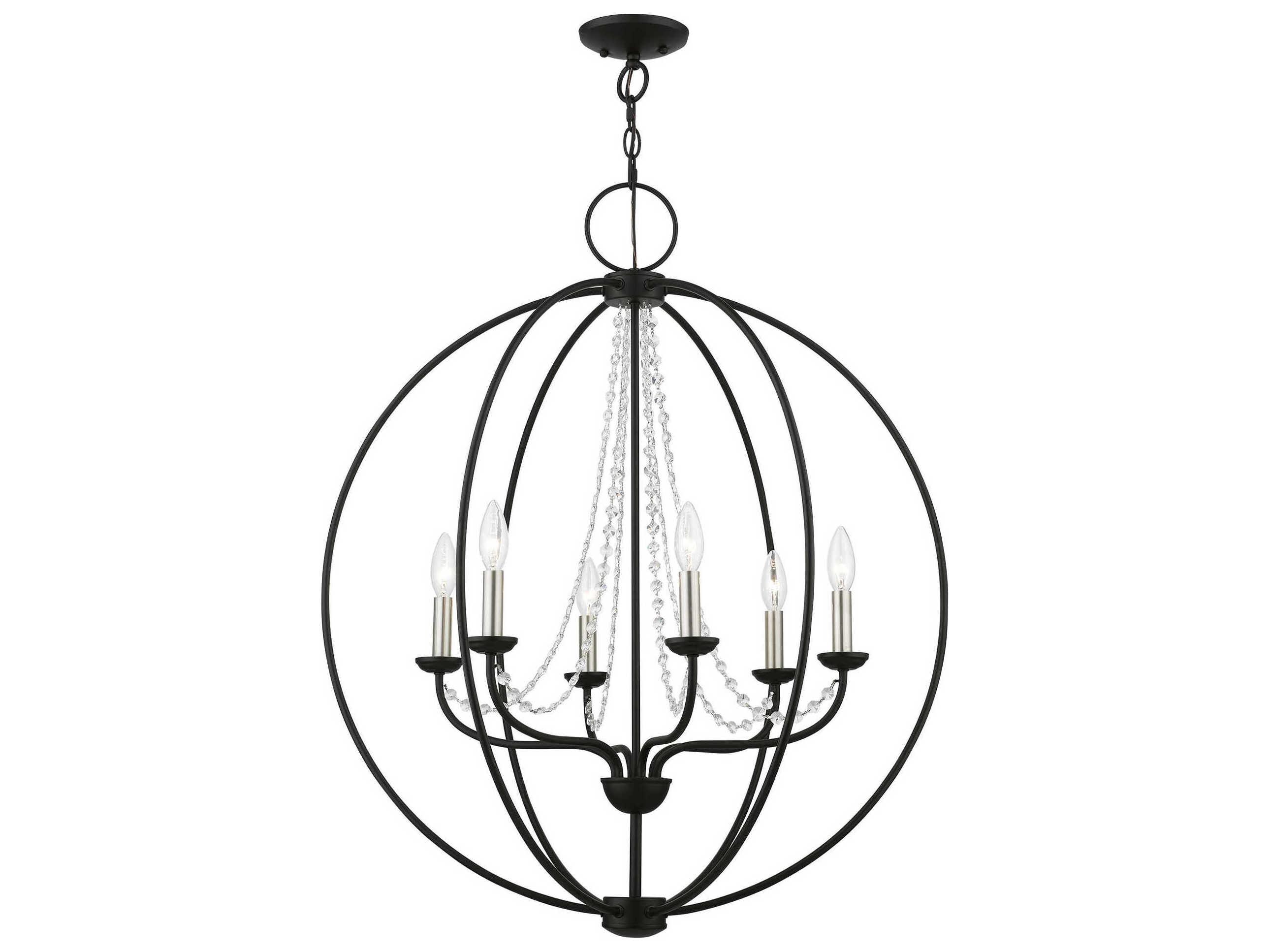 Livex Lighting Arabella 6-Light Black Brushed Nickel Crystal Candelabra Chandelier